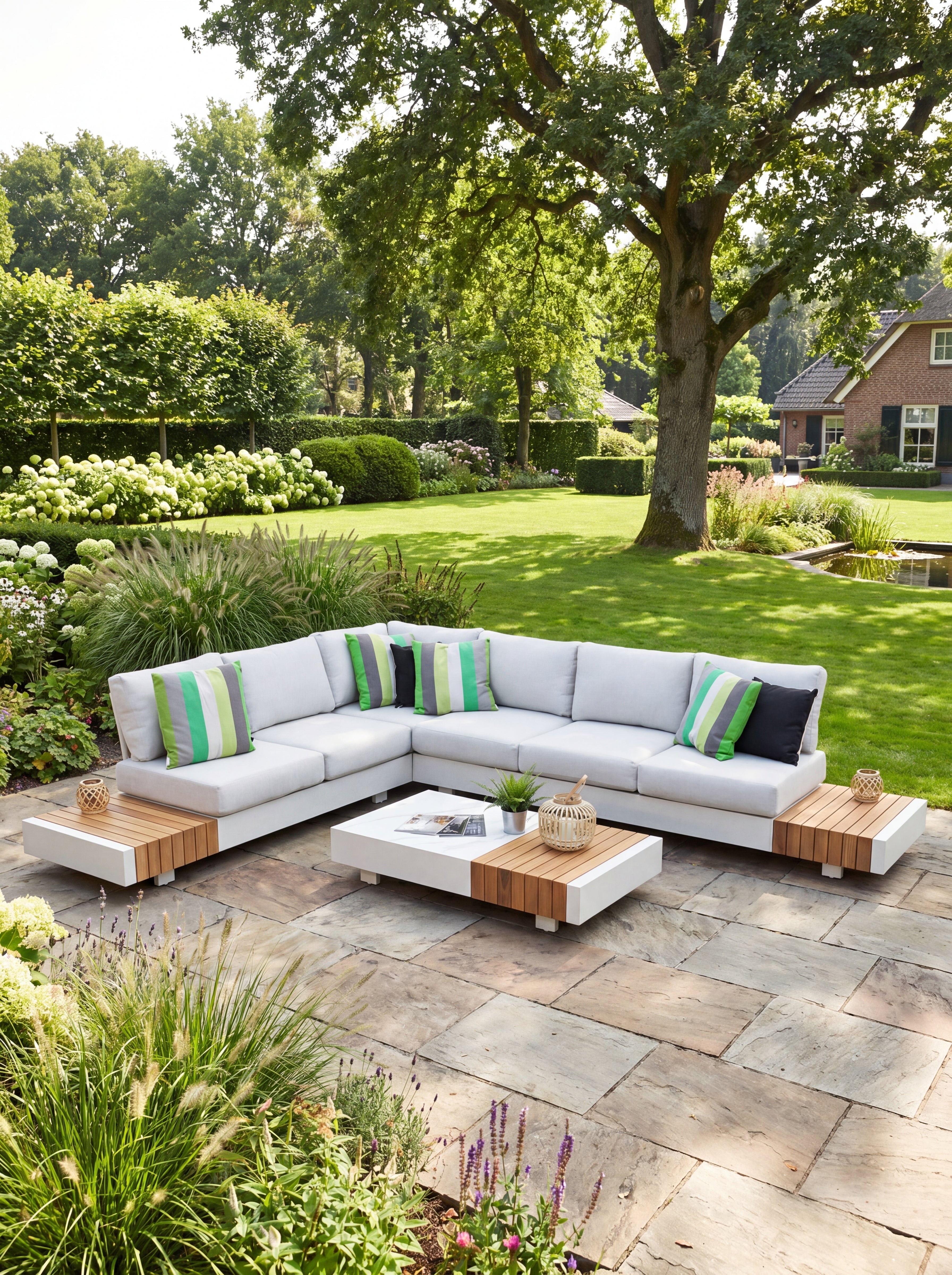 Athene Hoek Loungeset - White / Links