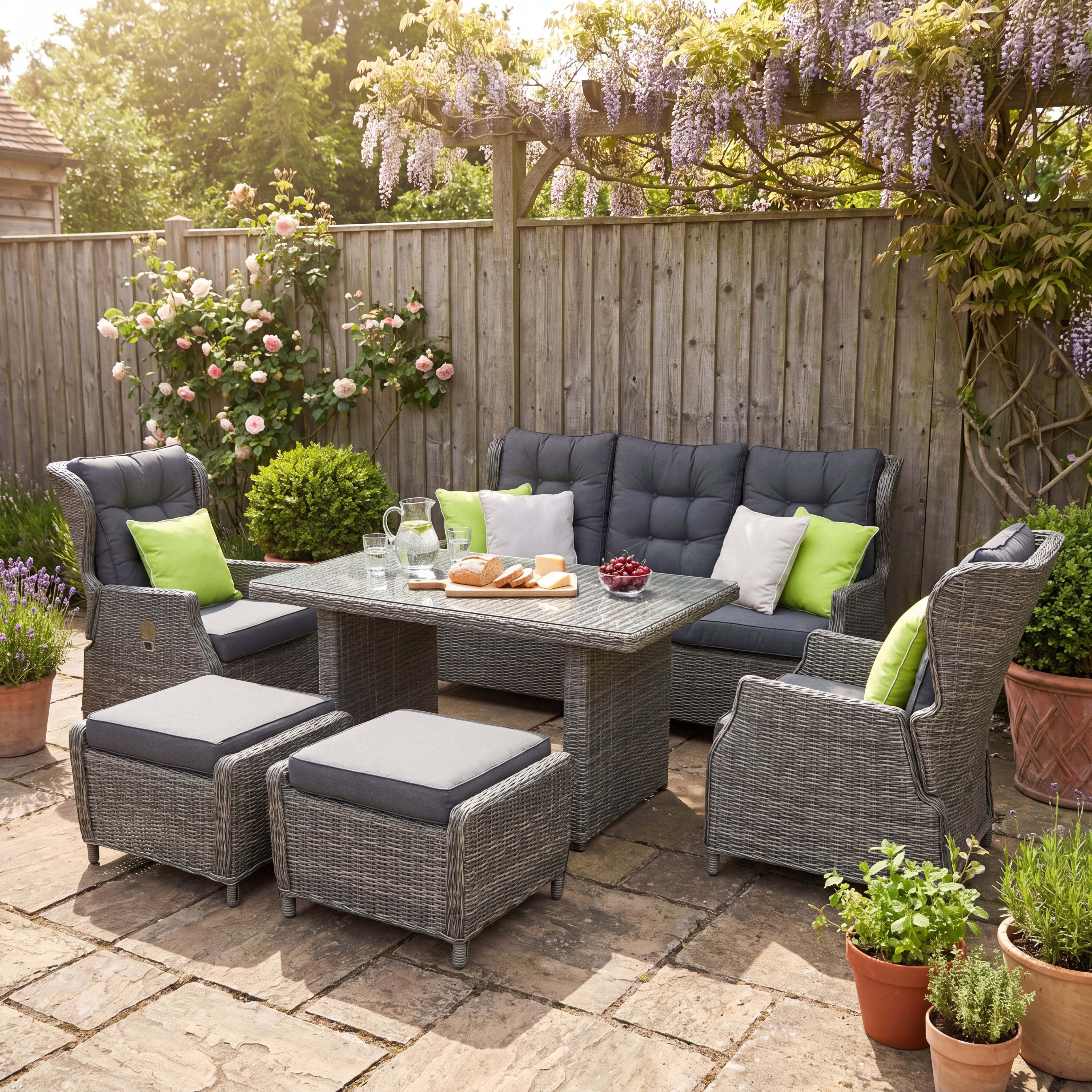 Barcelona Verstelbare Dining 3-zits Loungeset - Kobo Grey