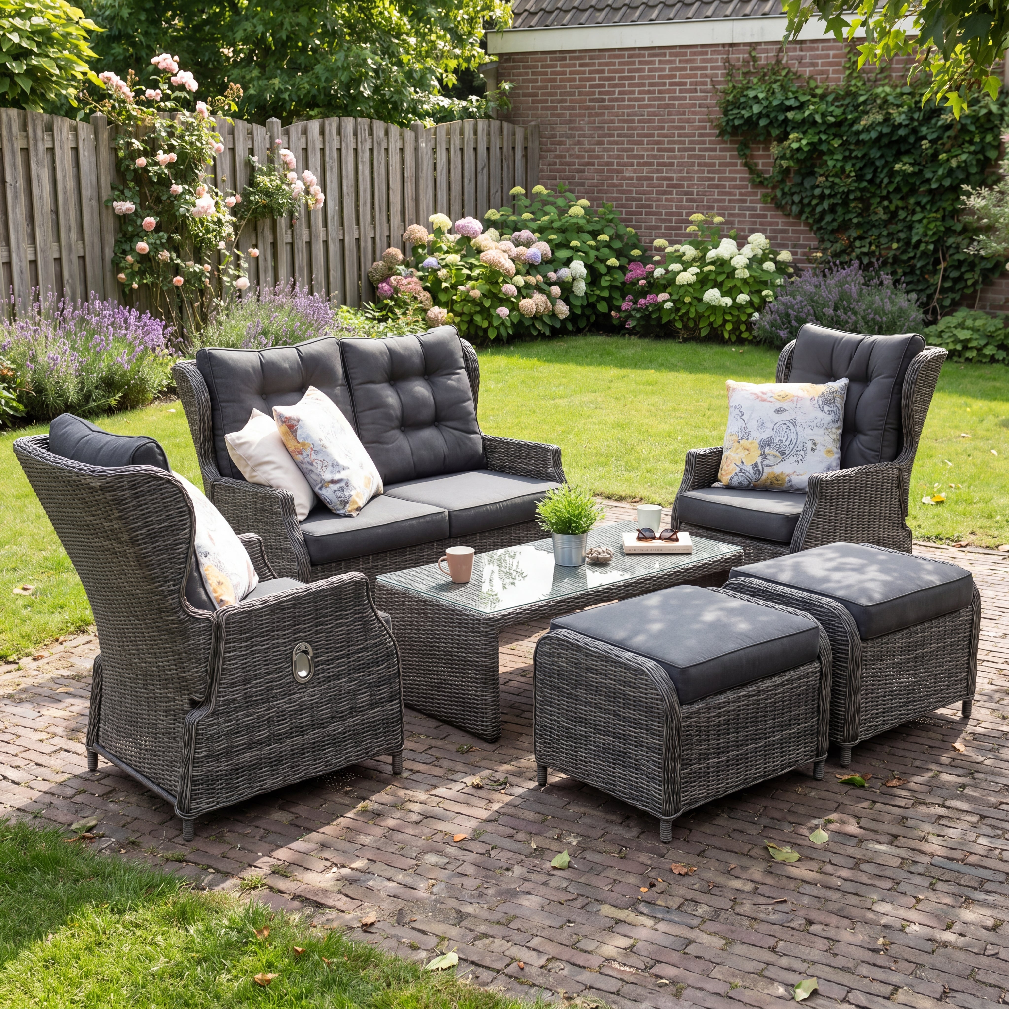 Barcelona Verstelbare Loungeset 2-zits + 2 stoelen - Kobo Grey