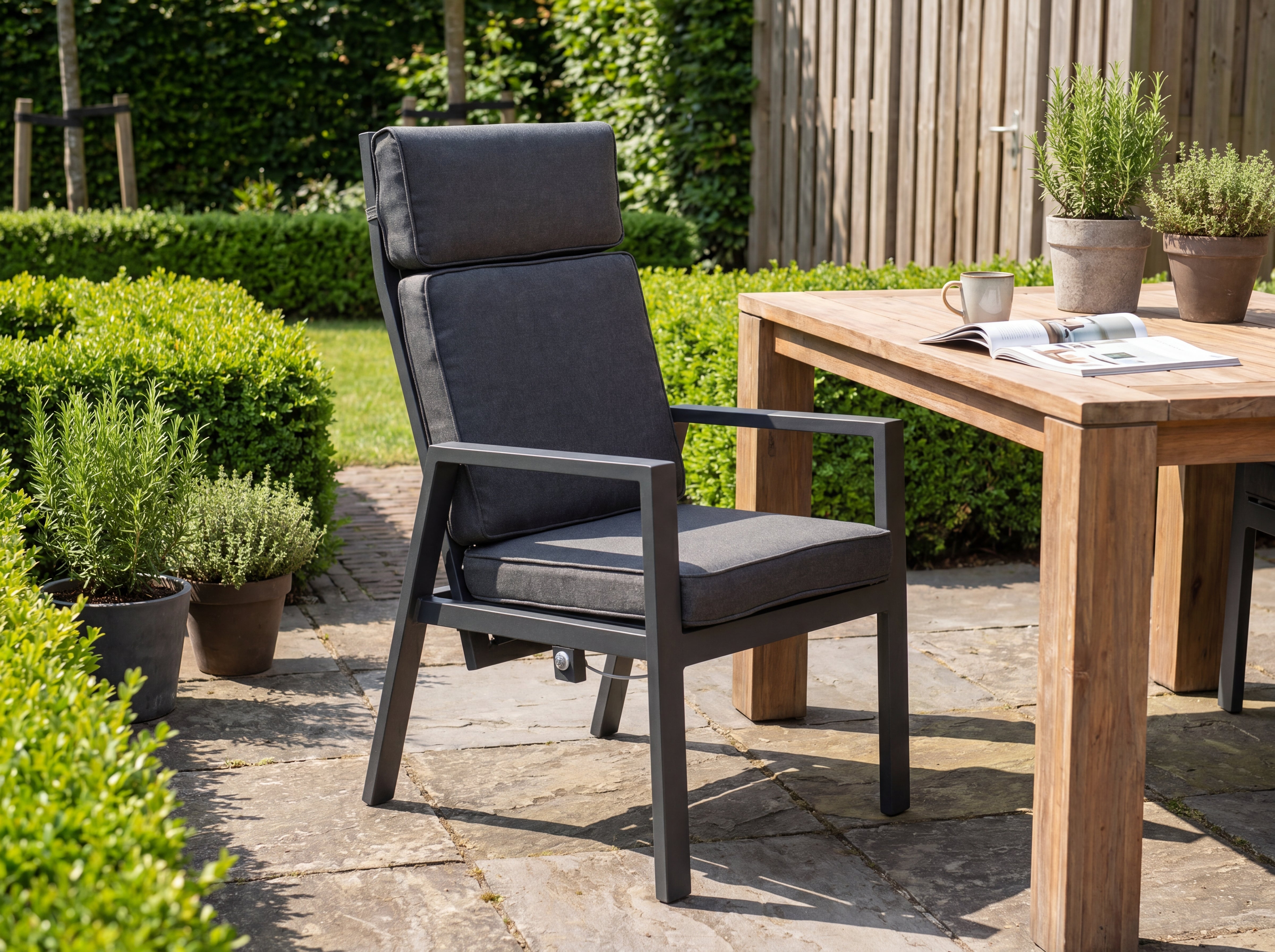 Birmingham Verstelbare Tuinstoel - Dark Grey, aluminium