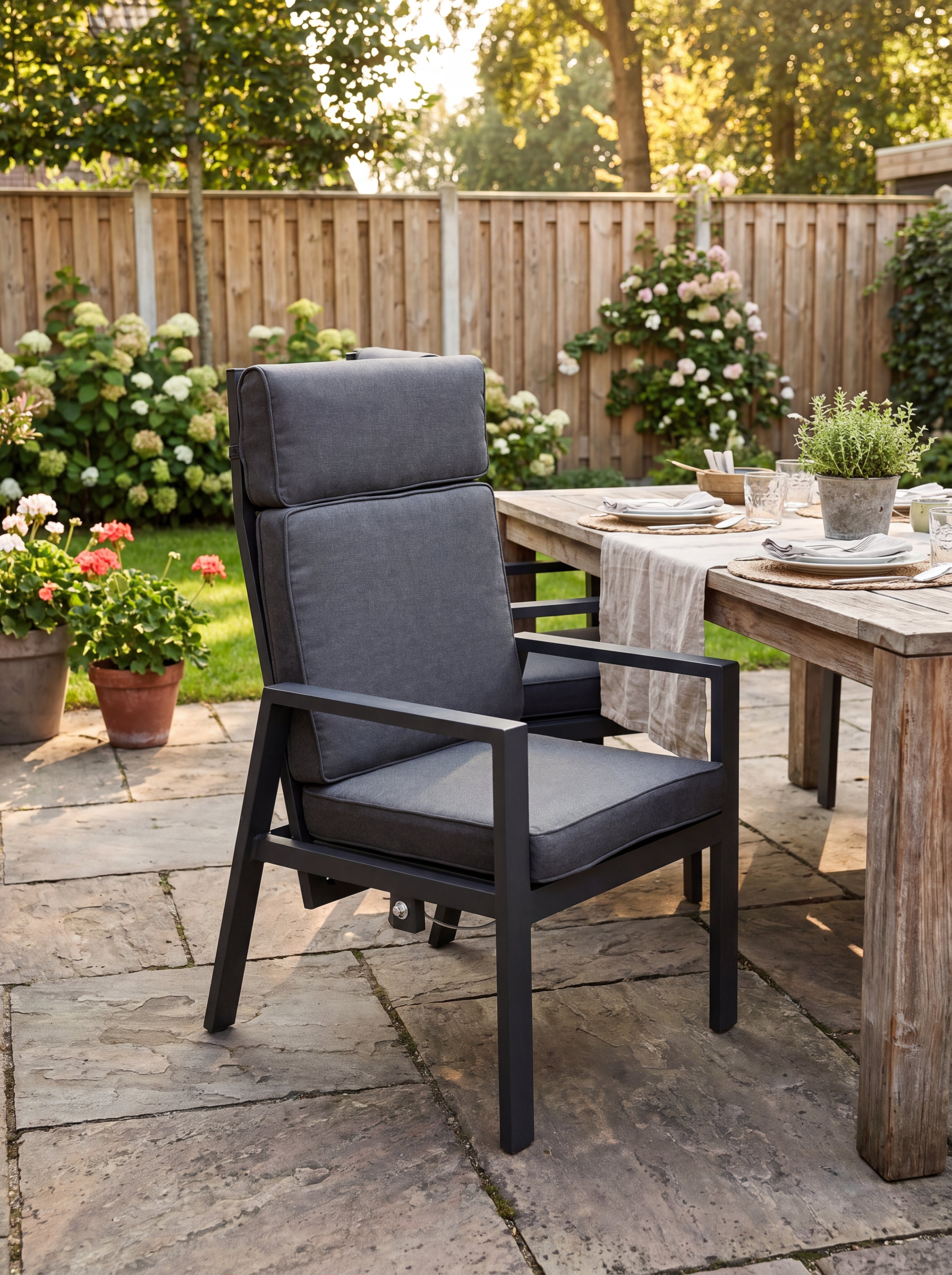 Birmingham Verstelbare Tuinstoel - Dark Grey, aluminium