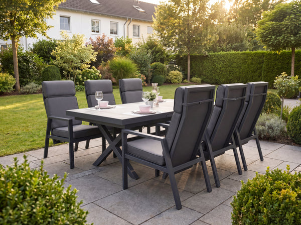 Costana-Birmingham Verstelbare Tuinset 6 Personen - Keramisch blad / Dark Grey