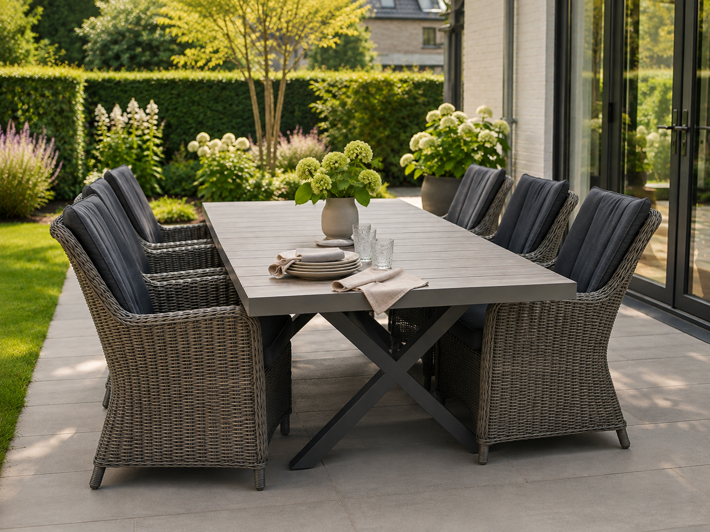 Costana-Avalon Tuinset 6 Personen - Keramisch / Rock Grey