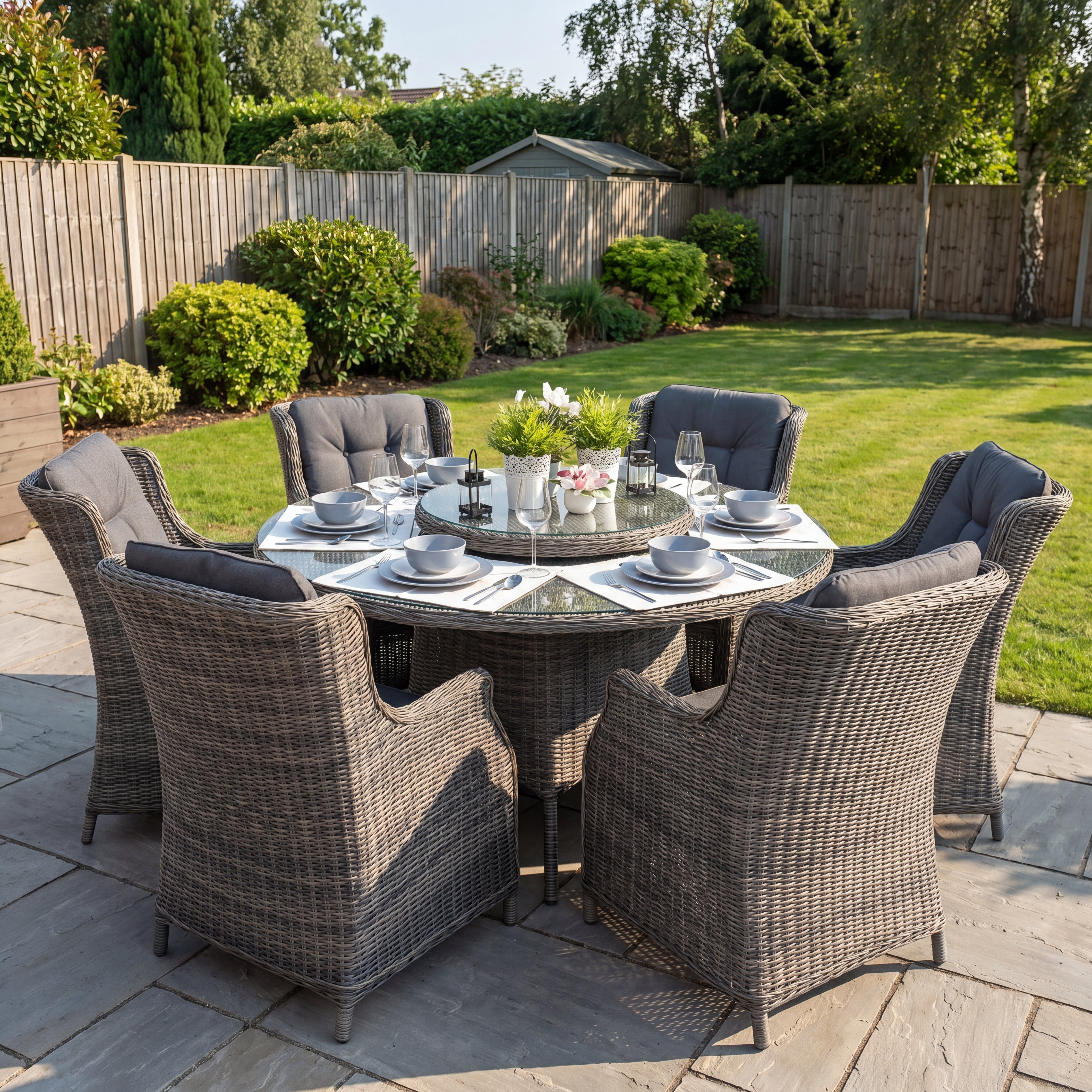 Rio-Darwin Tuinset 6 Personen - Glas / Kobo Grey