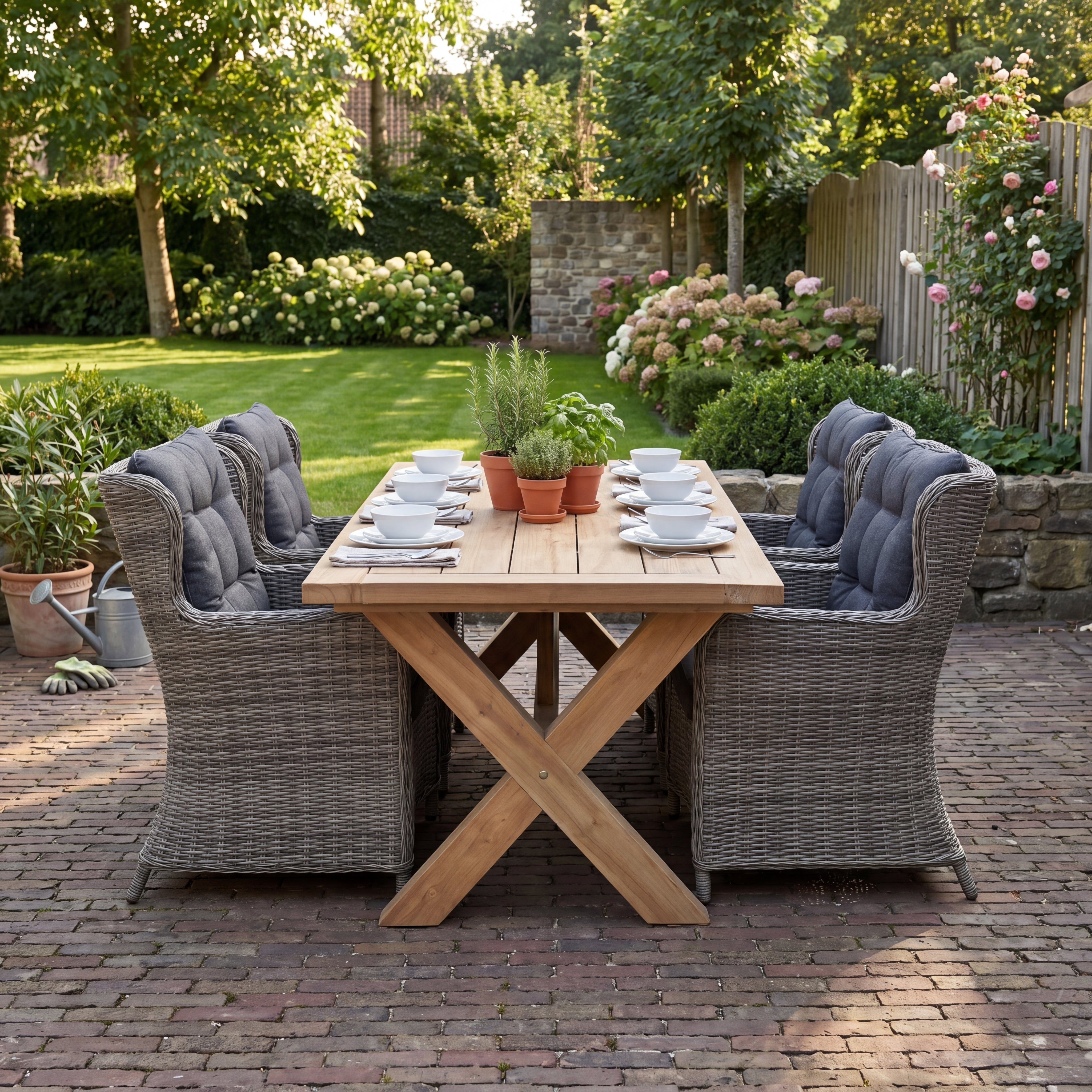 Norwich-Delano Tuinset 6 Personen - Teak / Natural Grey