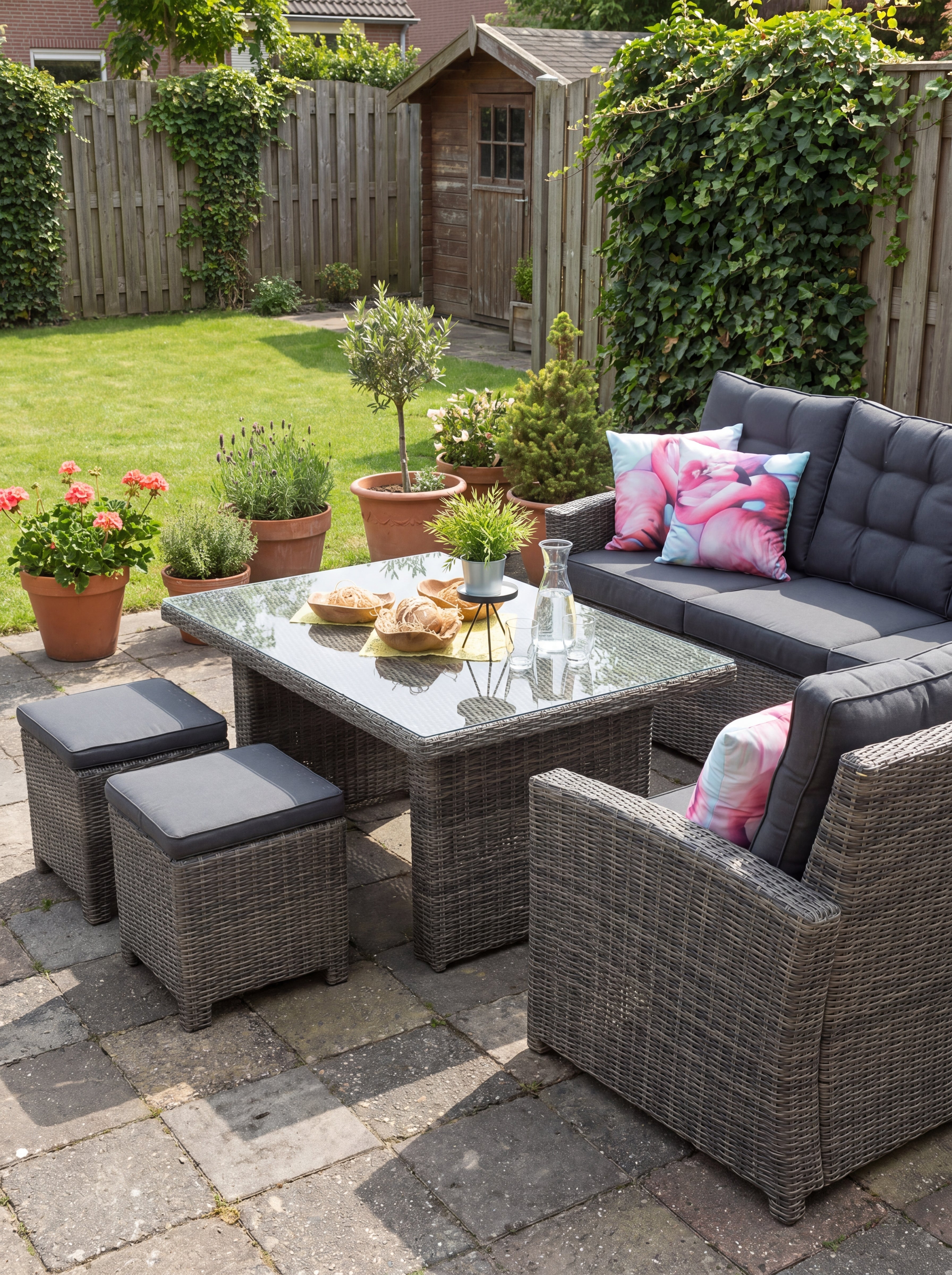 Denver Dining Loungeset - Glas / Kobo Grey