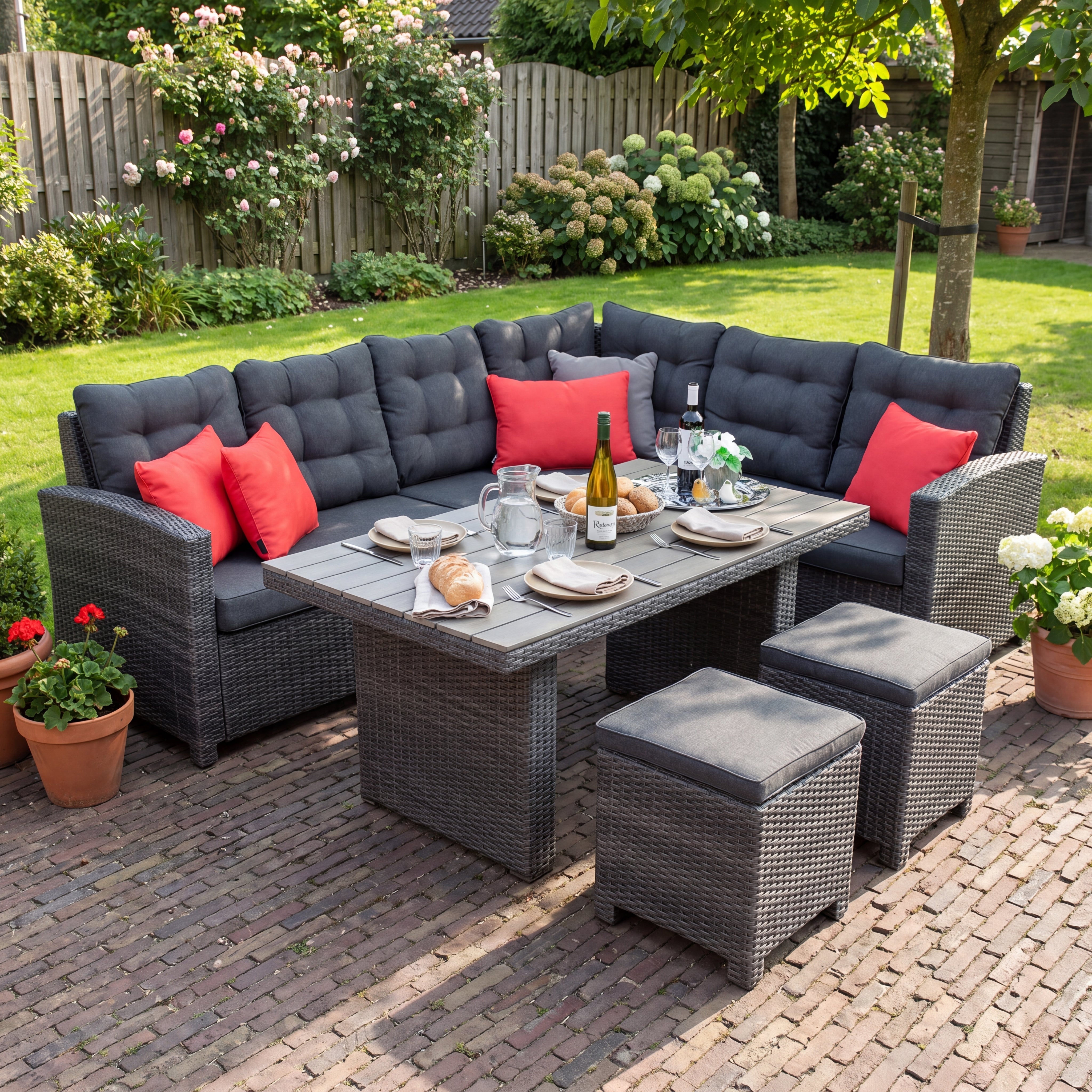 Las Palmas Dining Loungeset - Dark Grey / Hoge tafel, polywood / Rechts