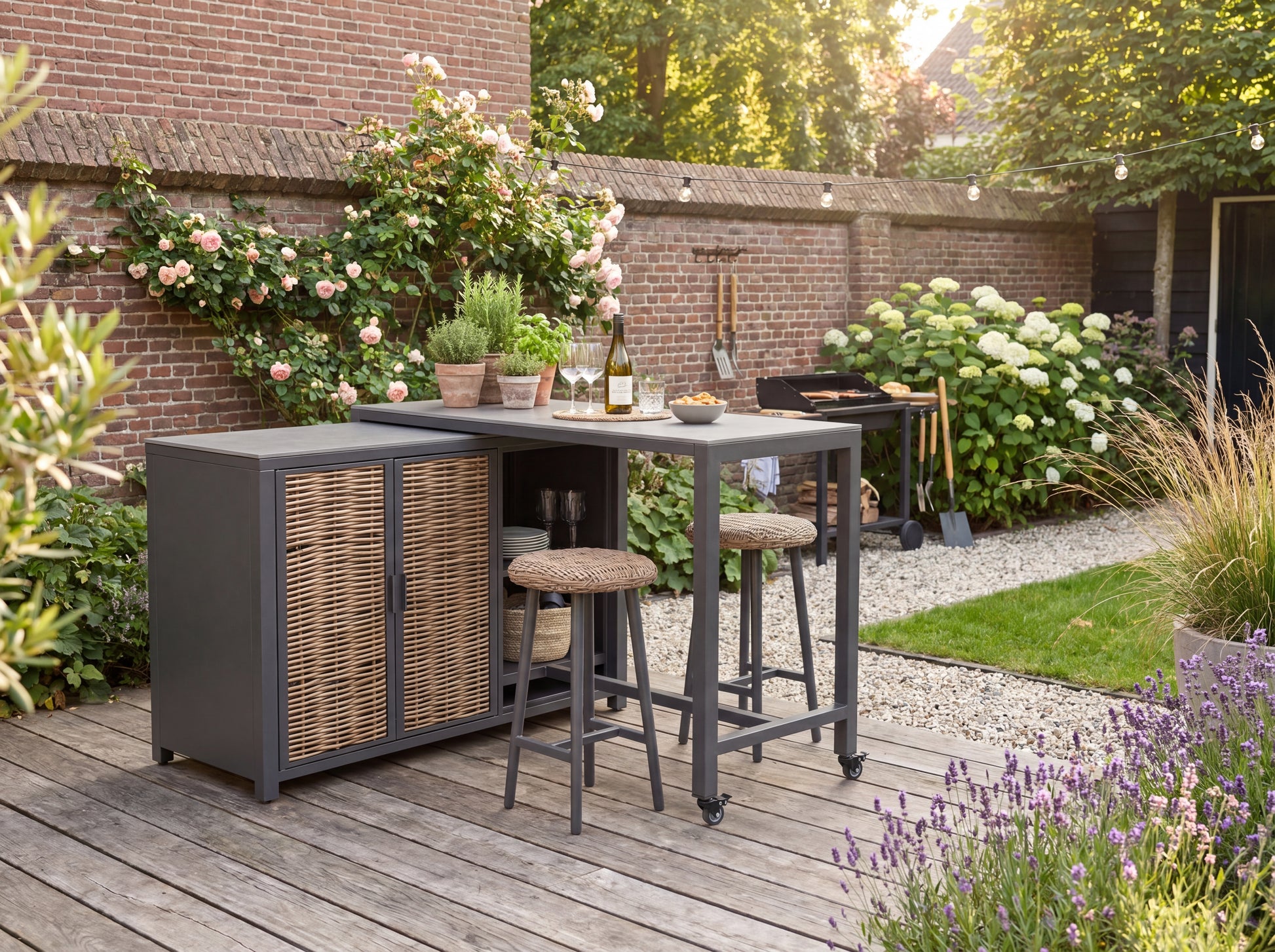 Marousi aluminium barset Dark Grey - detail - Outnest