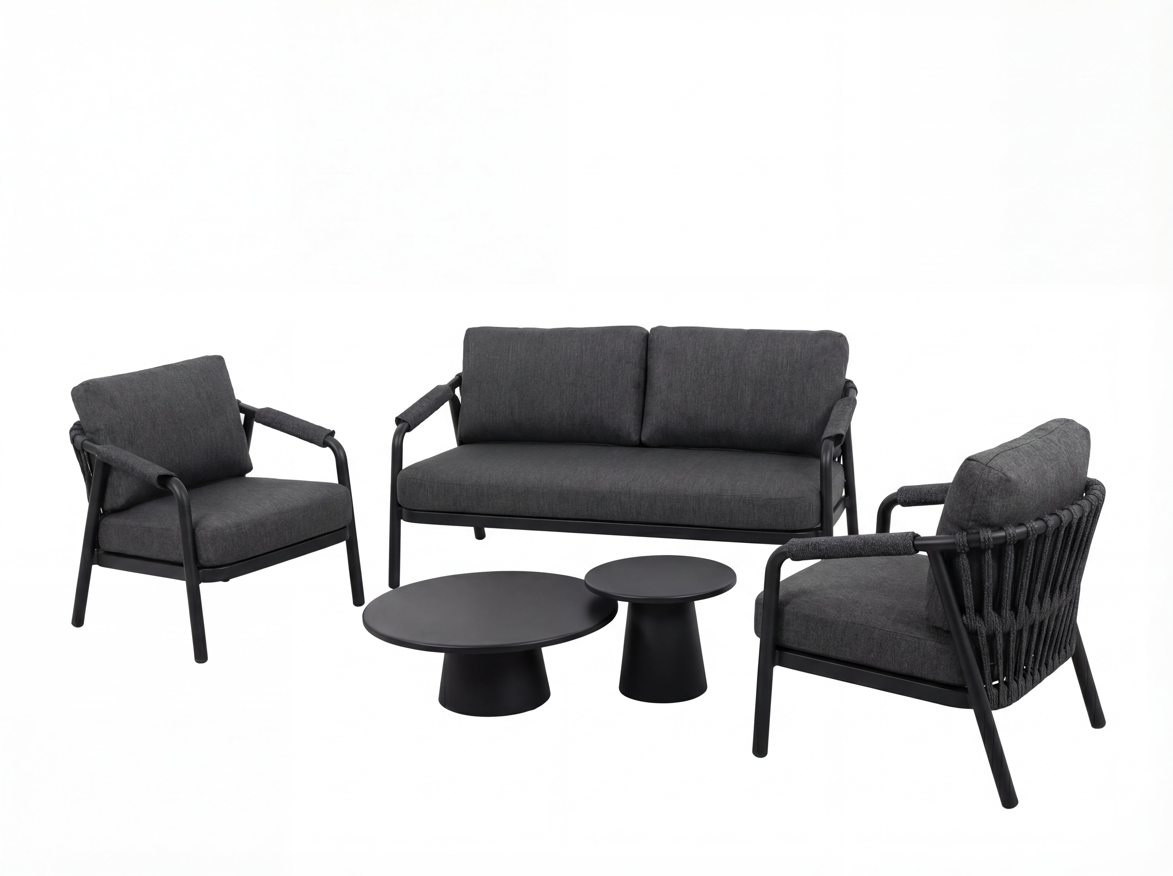 Egina Loungeset 3-zits + 2 stoelen - Dark Grey