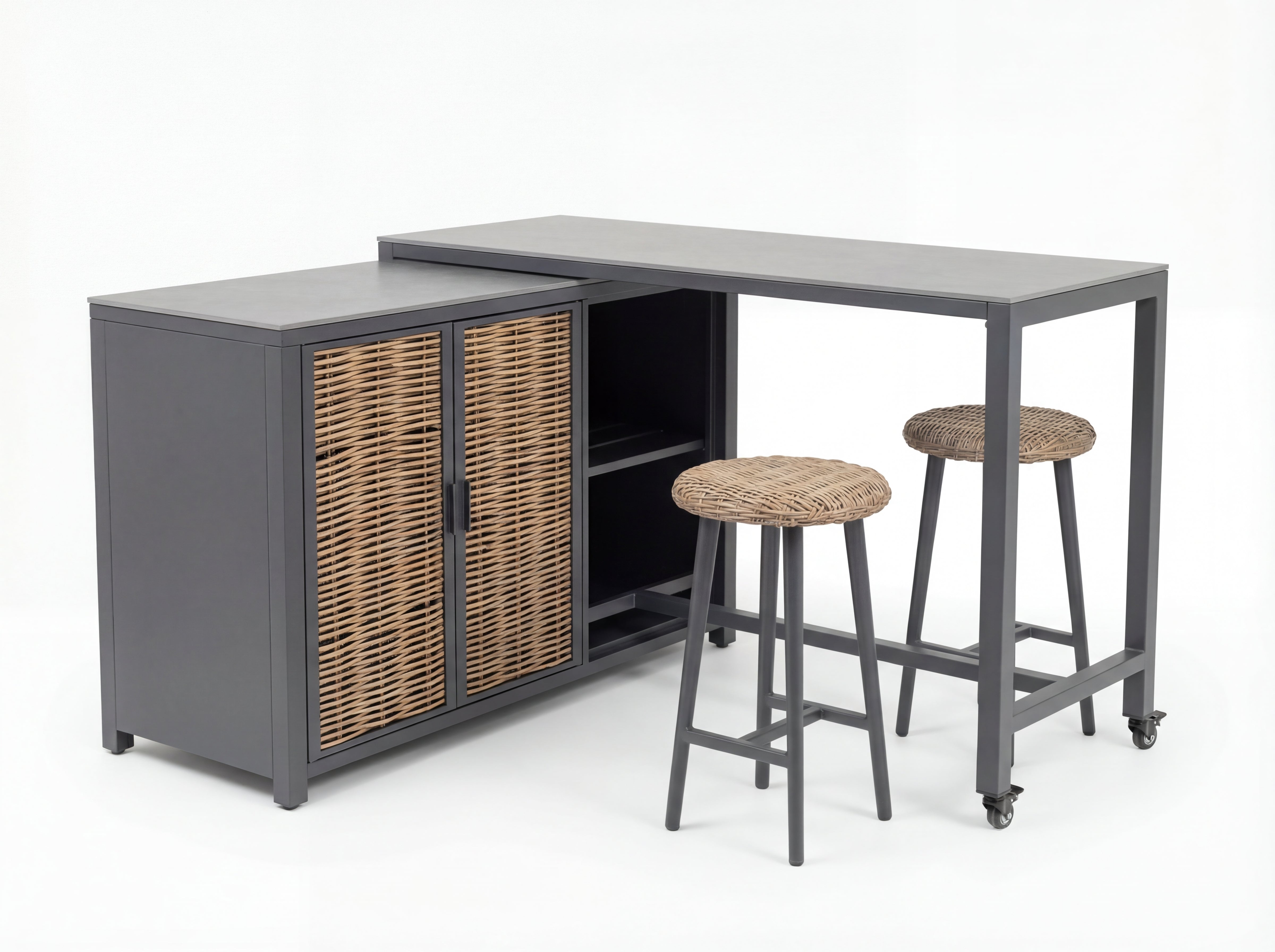 Marousi aluminium barset Dark Grey - vooraanzicht - Outnest
