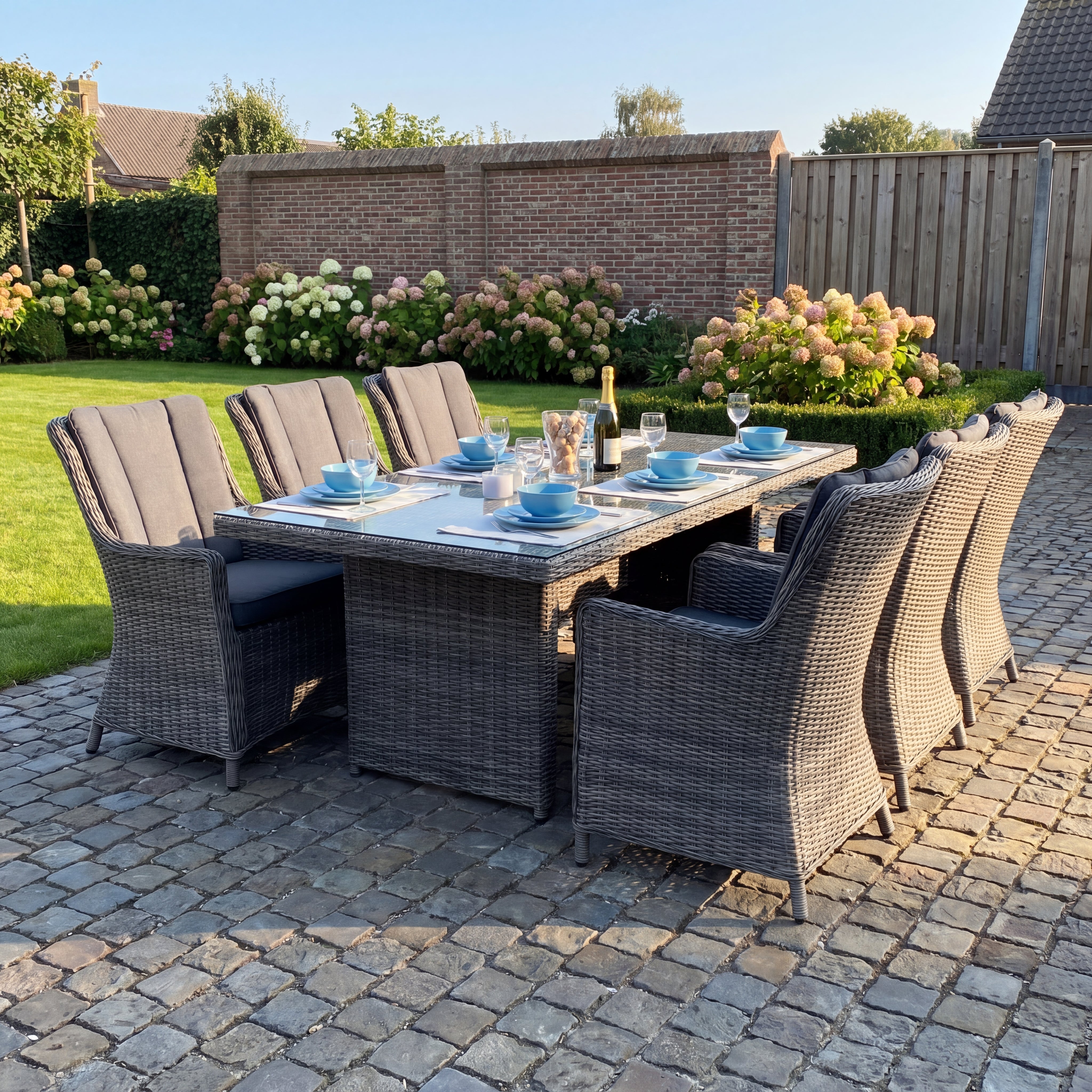 Menorca-Avalon Tuinset 6 Personen - Glas / Natural Grey