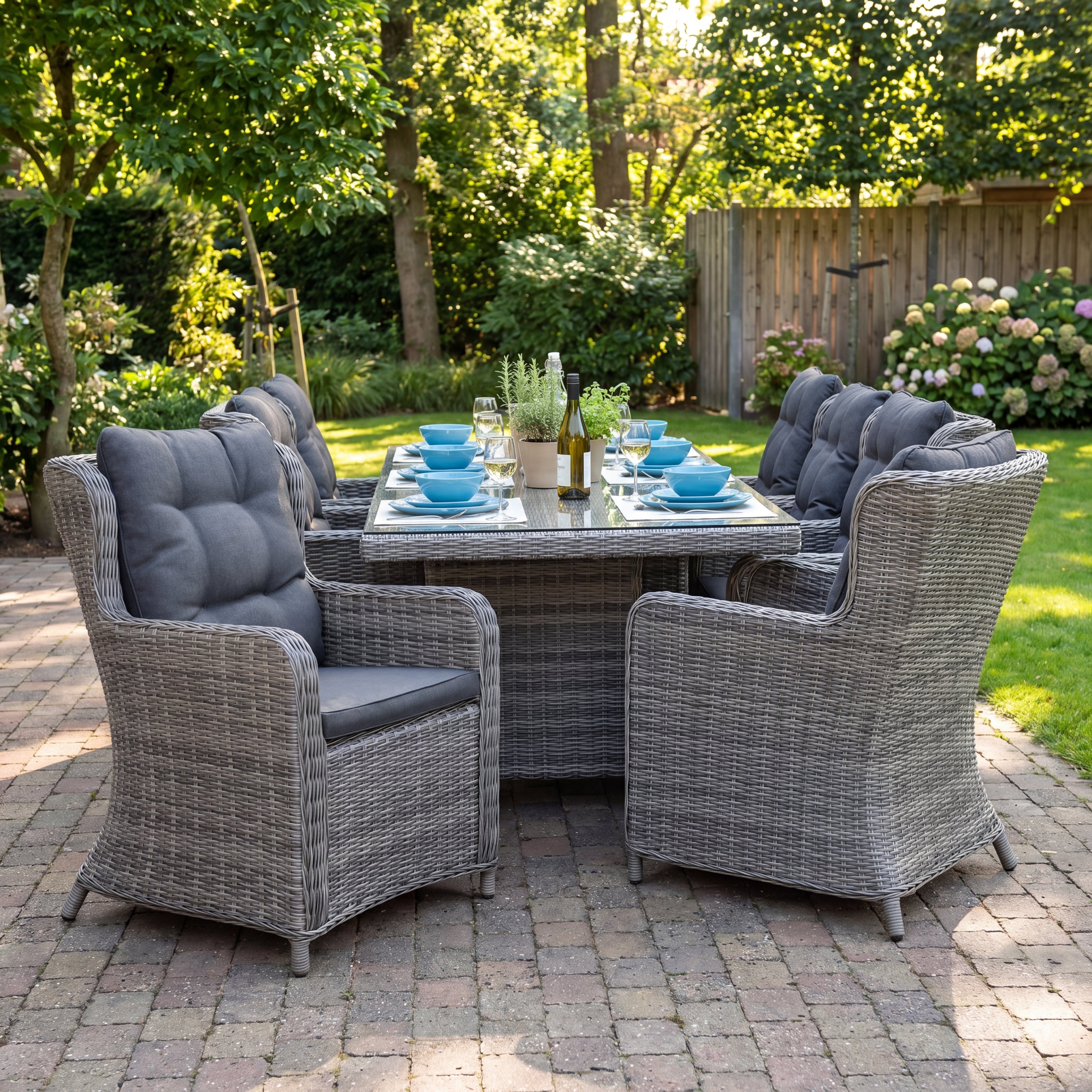 Menorca-Delano Tuinset 6 Personen - Glas / Natural Grey