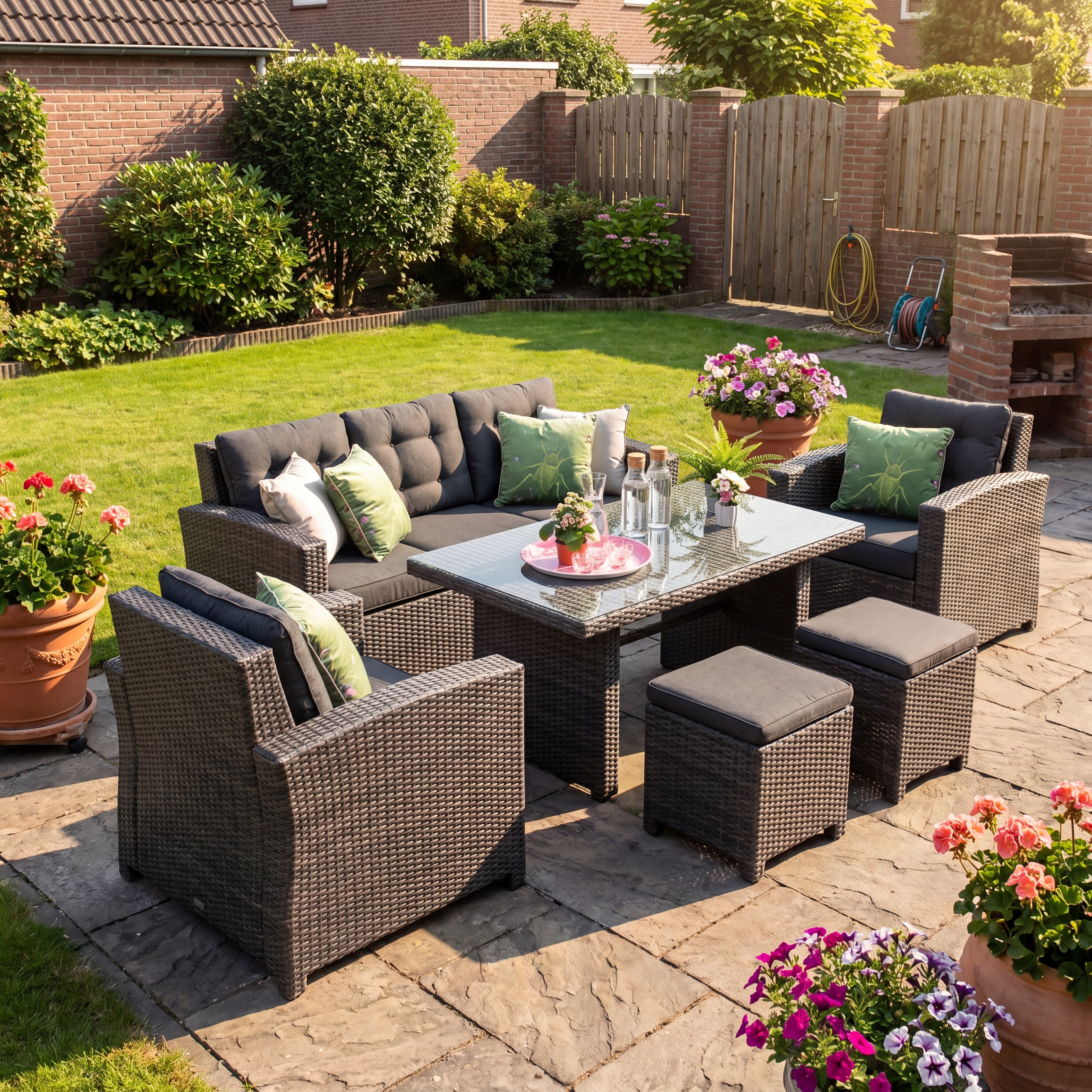 Minnesota Dining Loungeset - Glas / Dark Grey