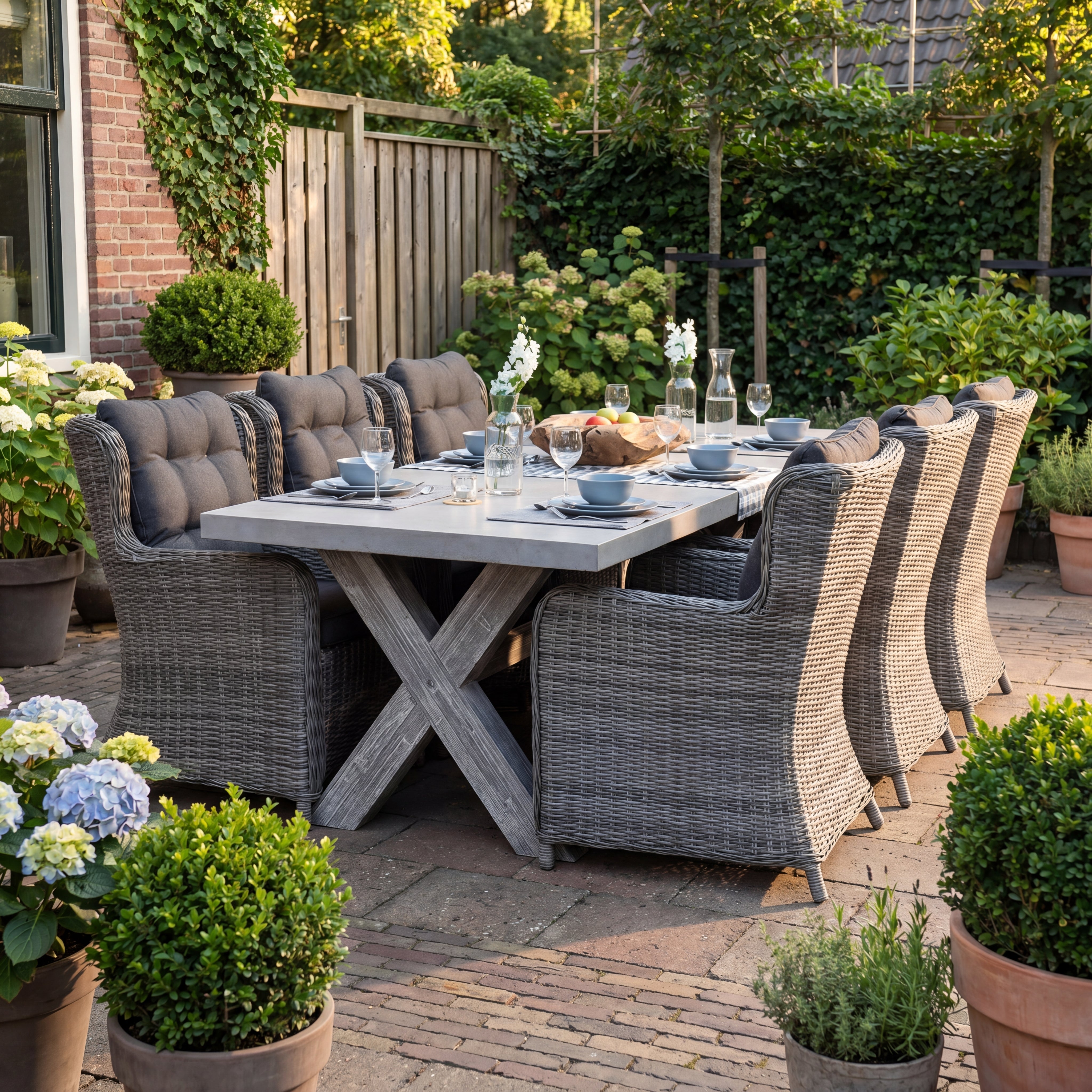 Norwich-Delano Tuinset 6 Personen - Polystone, Vintage Antique Grey / Kobo Grey