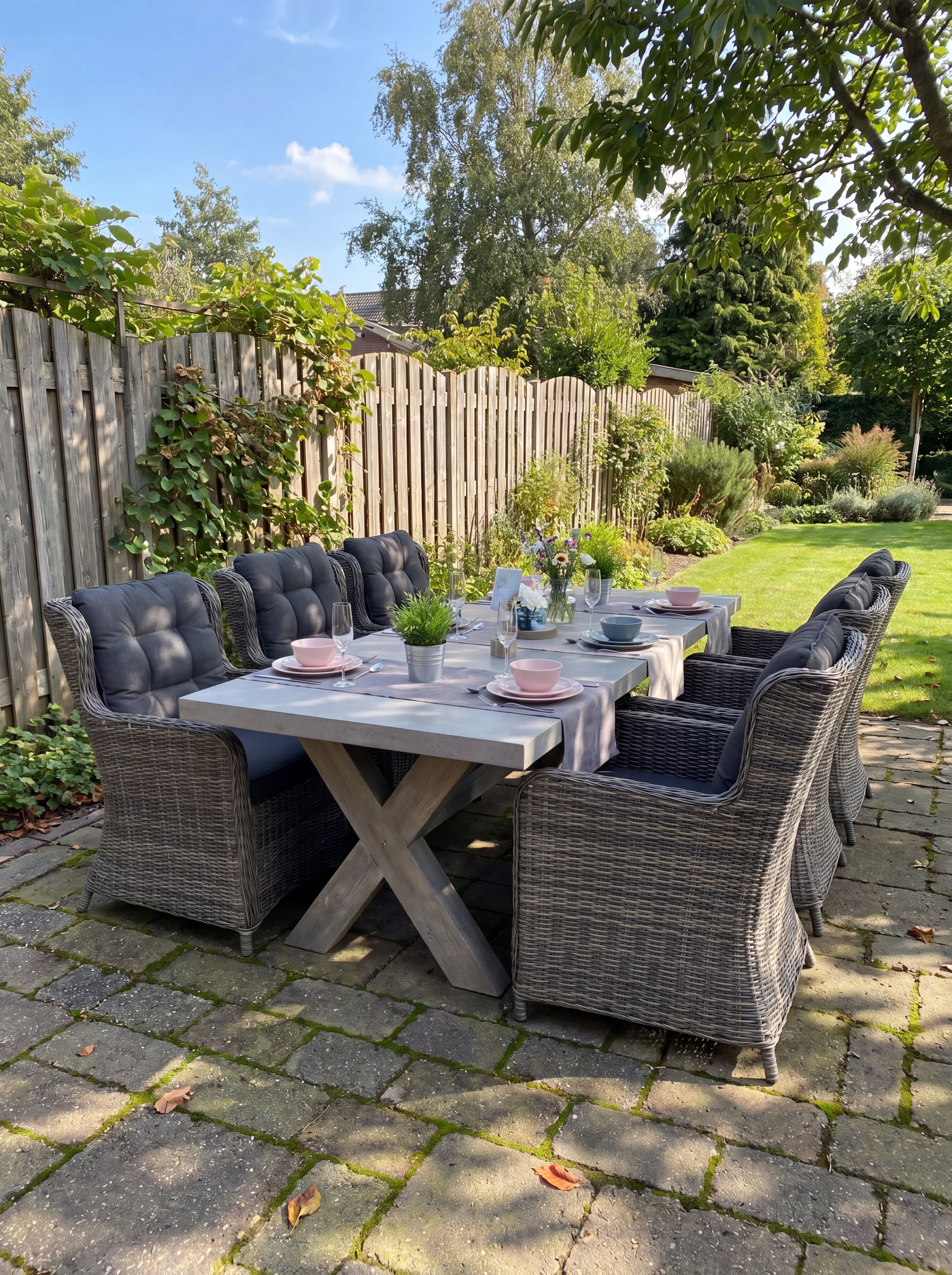 Norwich-Delano Tuinset 6 Personen - Polystone, Vintage Antique Grey / Kobo Grey