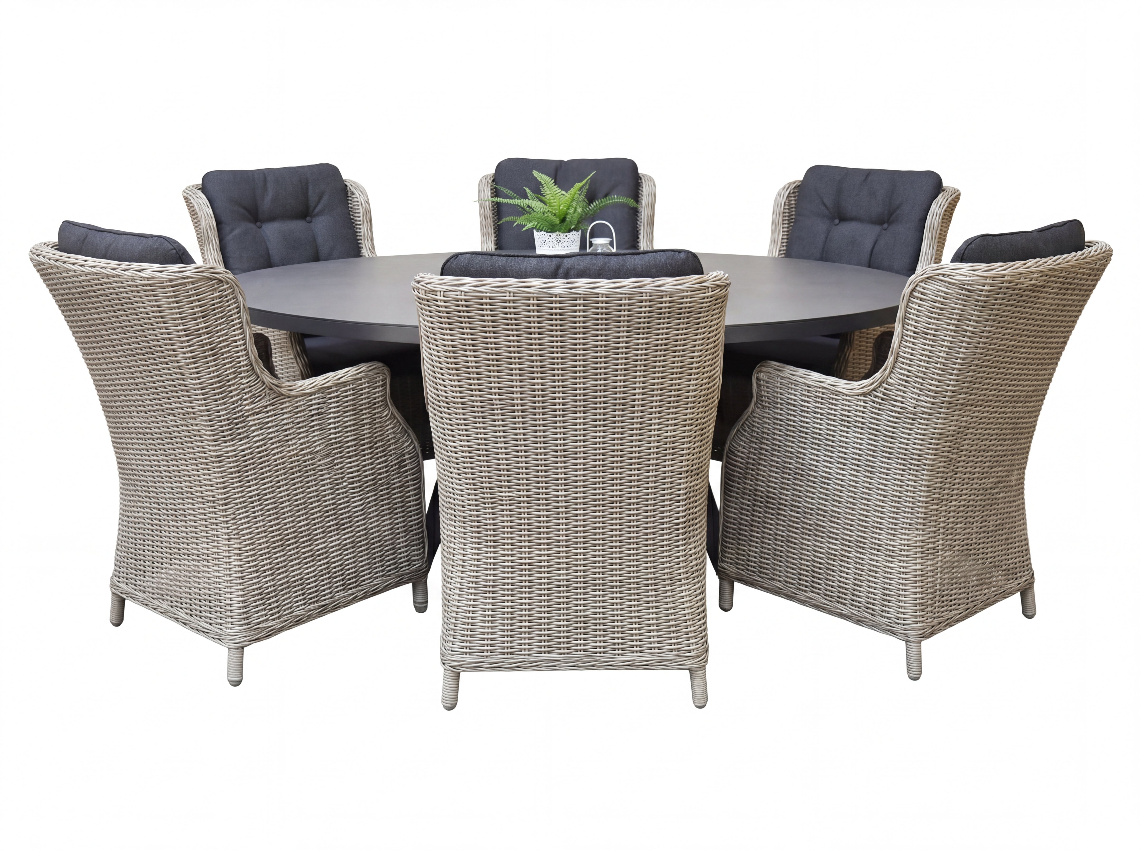 Akron-Darwin Tuinset 6 Personen - Keramisch blad / Light Kobo Grey
