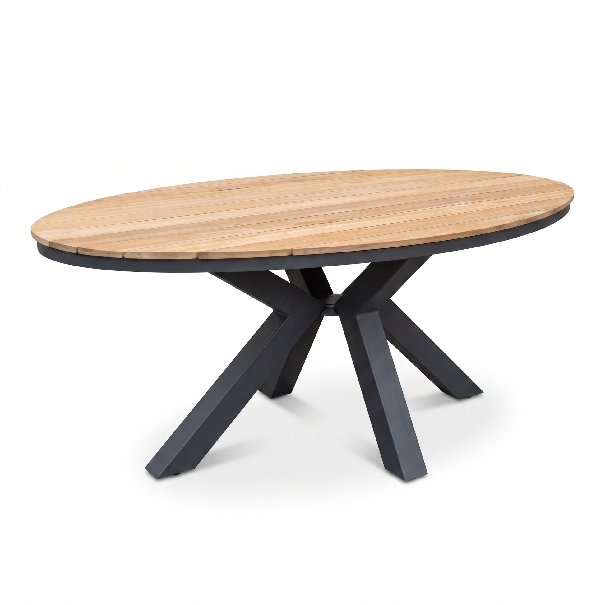 Akron Ovale Tuintafel 180 cm - Teak in een sfeervolle tuin - Outnest tuinmeubelen