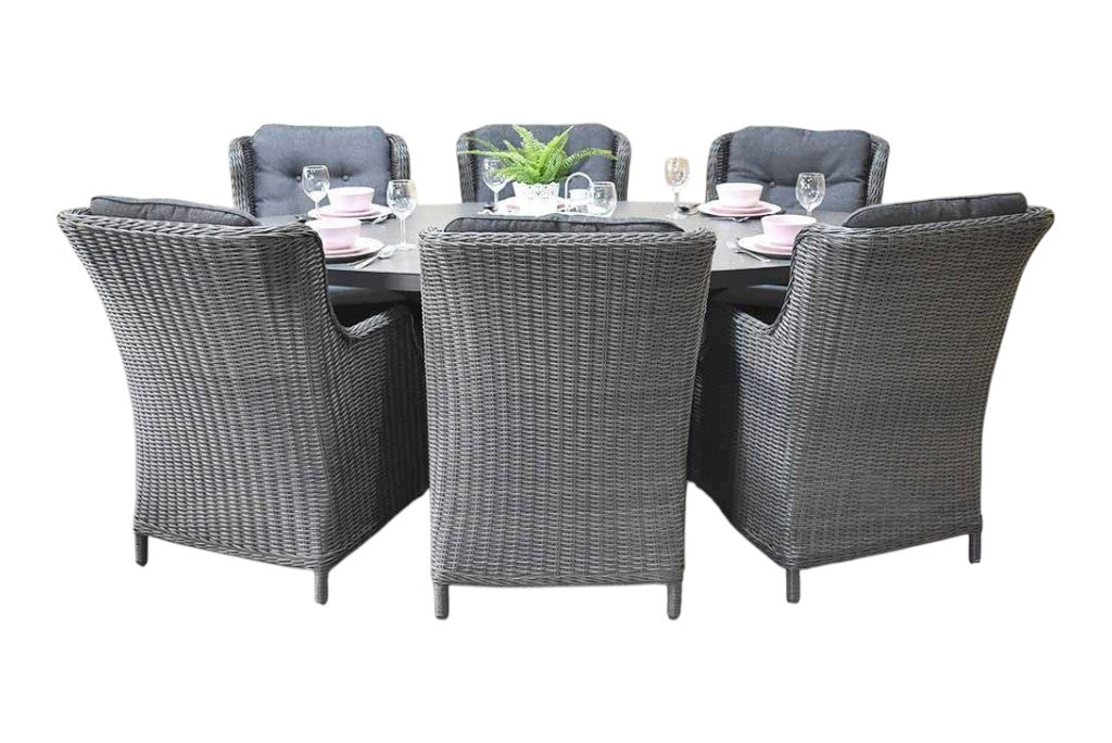 Akron-Darwin Tuinset 6 Personen - Keramisch blad / Rock Grey
