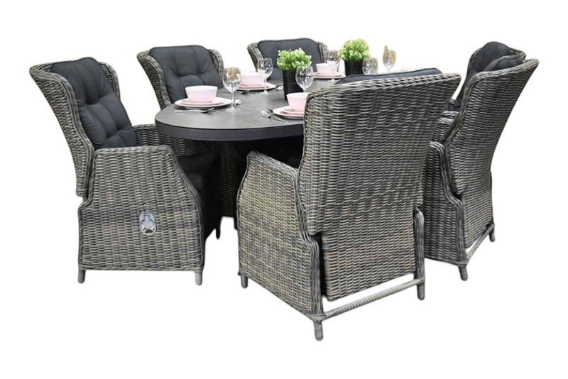 Akron-Darwin verstelbare Tuinset 6 Personen - Keramisch blad / Kobo Grey