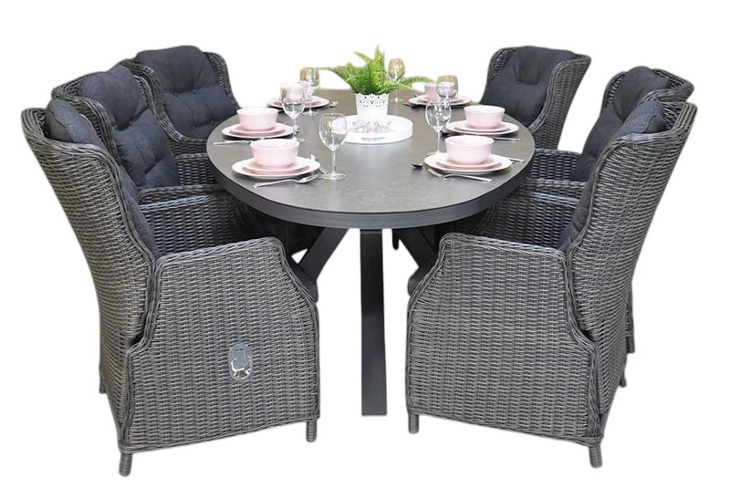 Akron-Darwin verstelbare Tuinset 6 Personen - Keramisch blad / Rock Grey