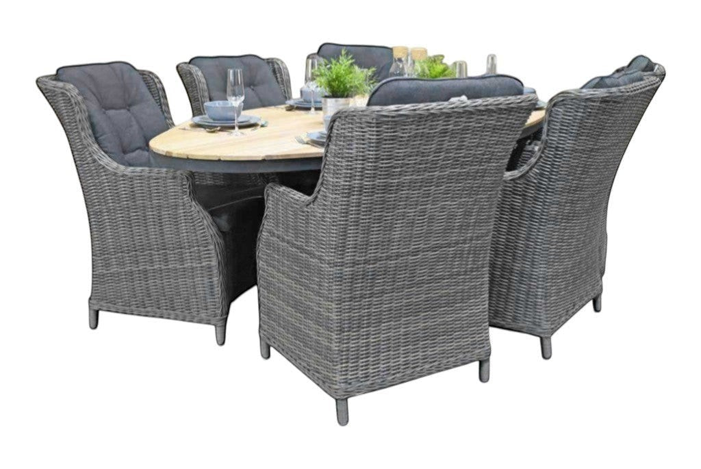 Akron-Darwin Tuinset 6 Personen - Teak / Kobo Grey