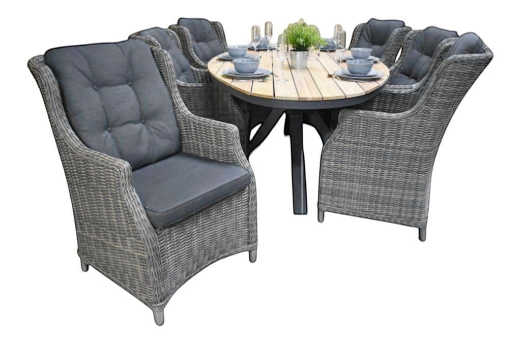 Akron-Darwin Tuinset 6 Personen - Teak / Kobo Grey