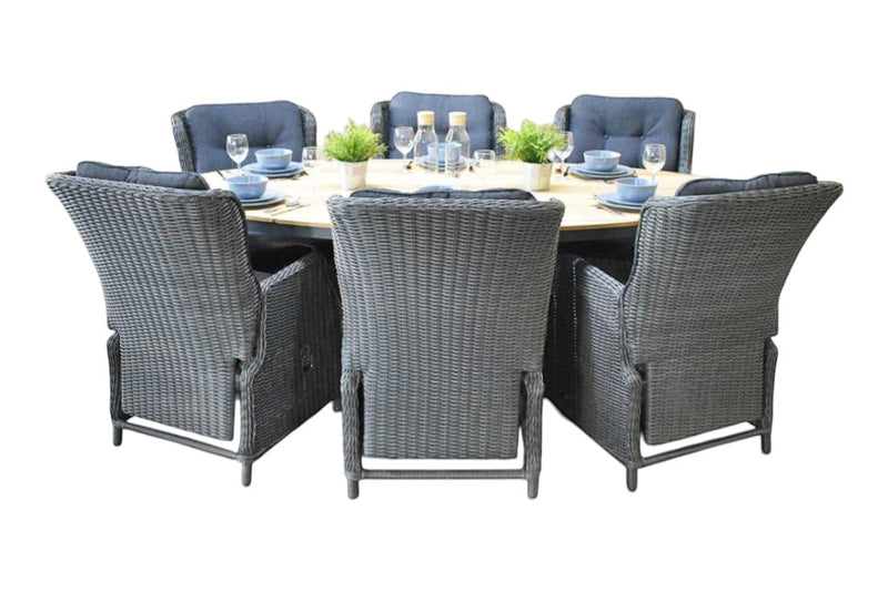 Akron-Darwin verstelbare Tuinset 6 Personen - Teak / Rock Grey