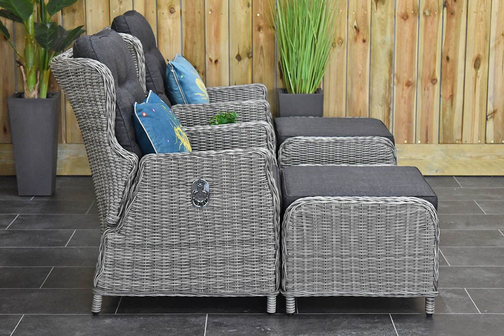Alicante verstelbare loungeset Light Kobo Grey - hocker - Outnest