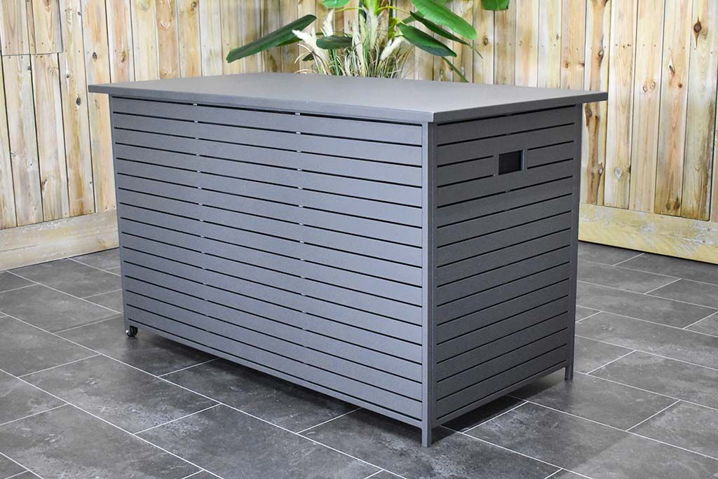 Outnest Aluminium Kussenbox Dark Grey vooraanzicht