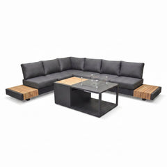 Athene Hoek Loungeset - Black / Ja / Links in een sfeervolle tuin - Outnest tuinmeubelen