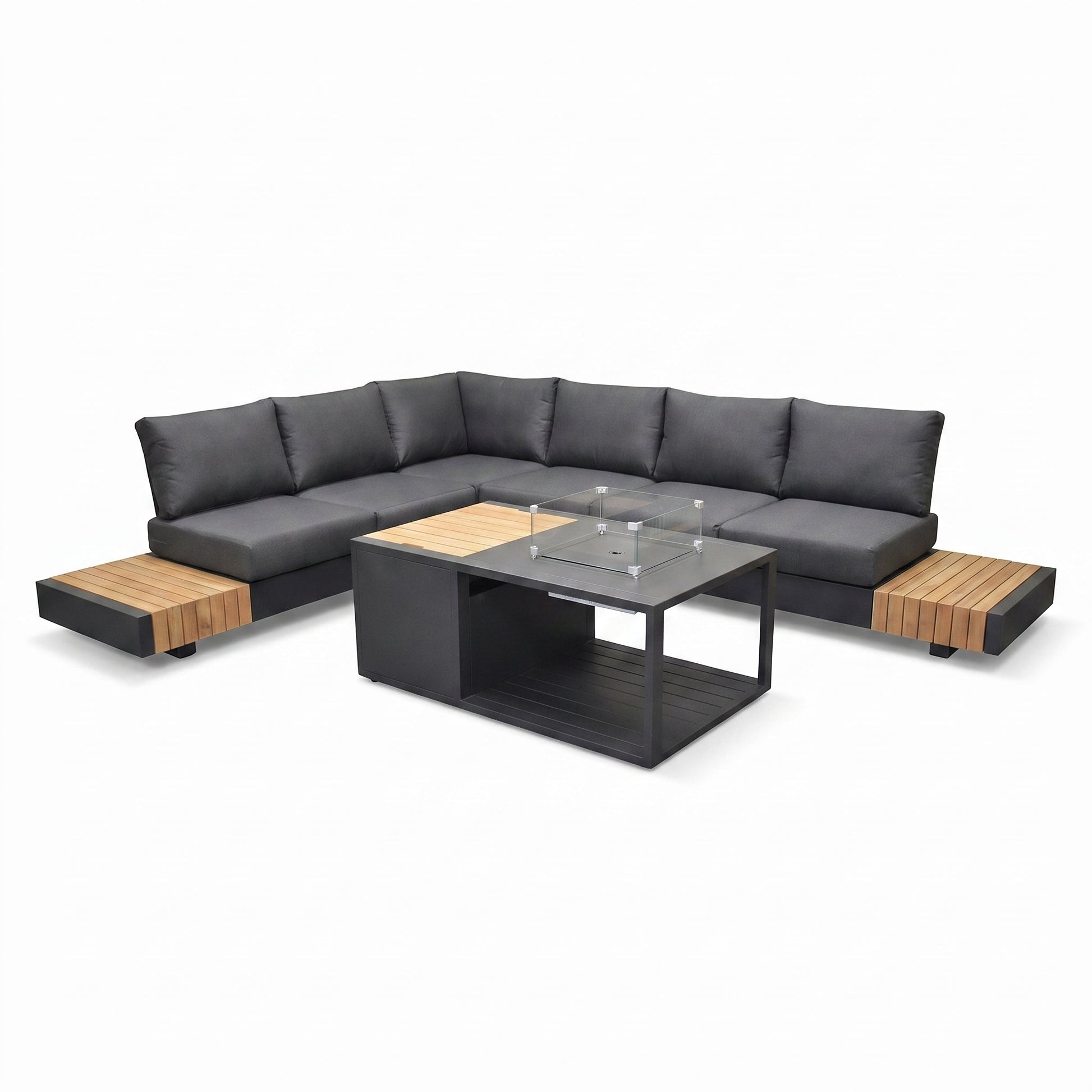 Athene Hoek Loungeset - Black / Ja / Links in een sfeervolle tuin - Outnest tuinmeubelen