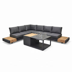 Athene Hoek Loungeset - Black / Ja / Links in een sfeervolle tuin - Outnest tuinmeubelen
