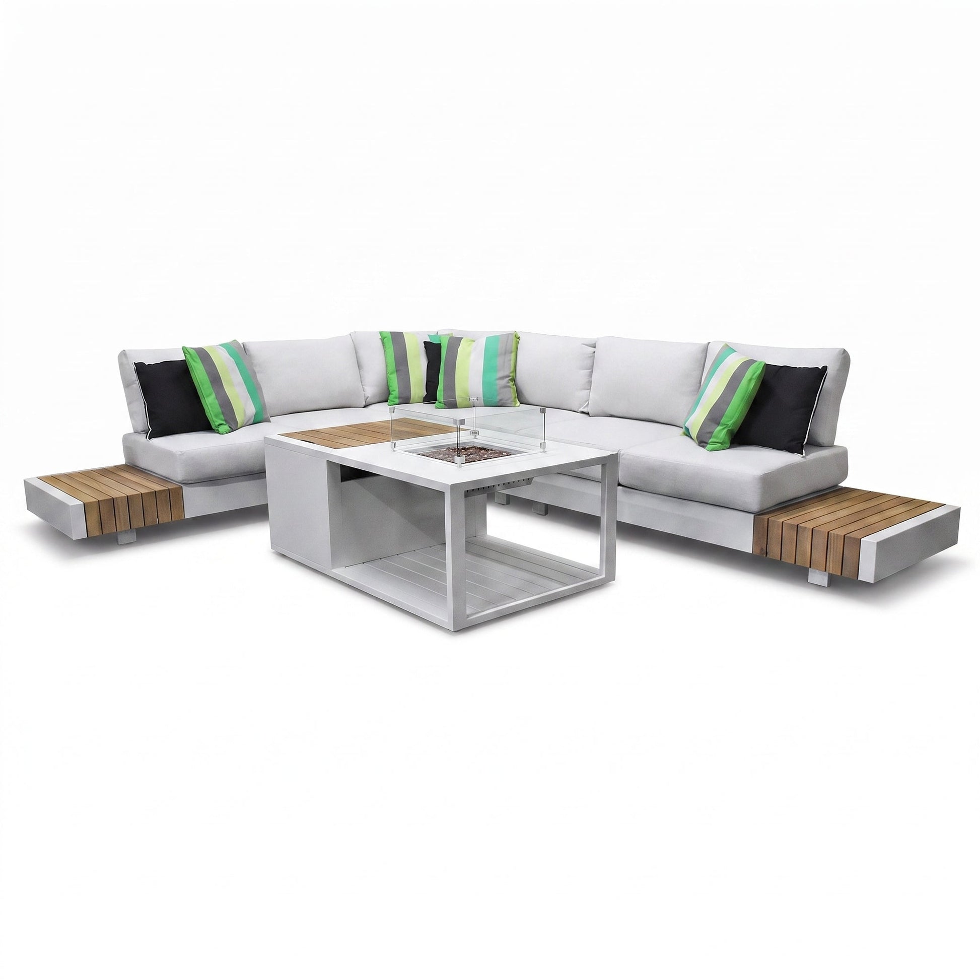 Athene Hoek Loungeset - White / Ja / Links in een sfeervolle tuin - Outnest tuinmeubelen