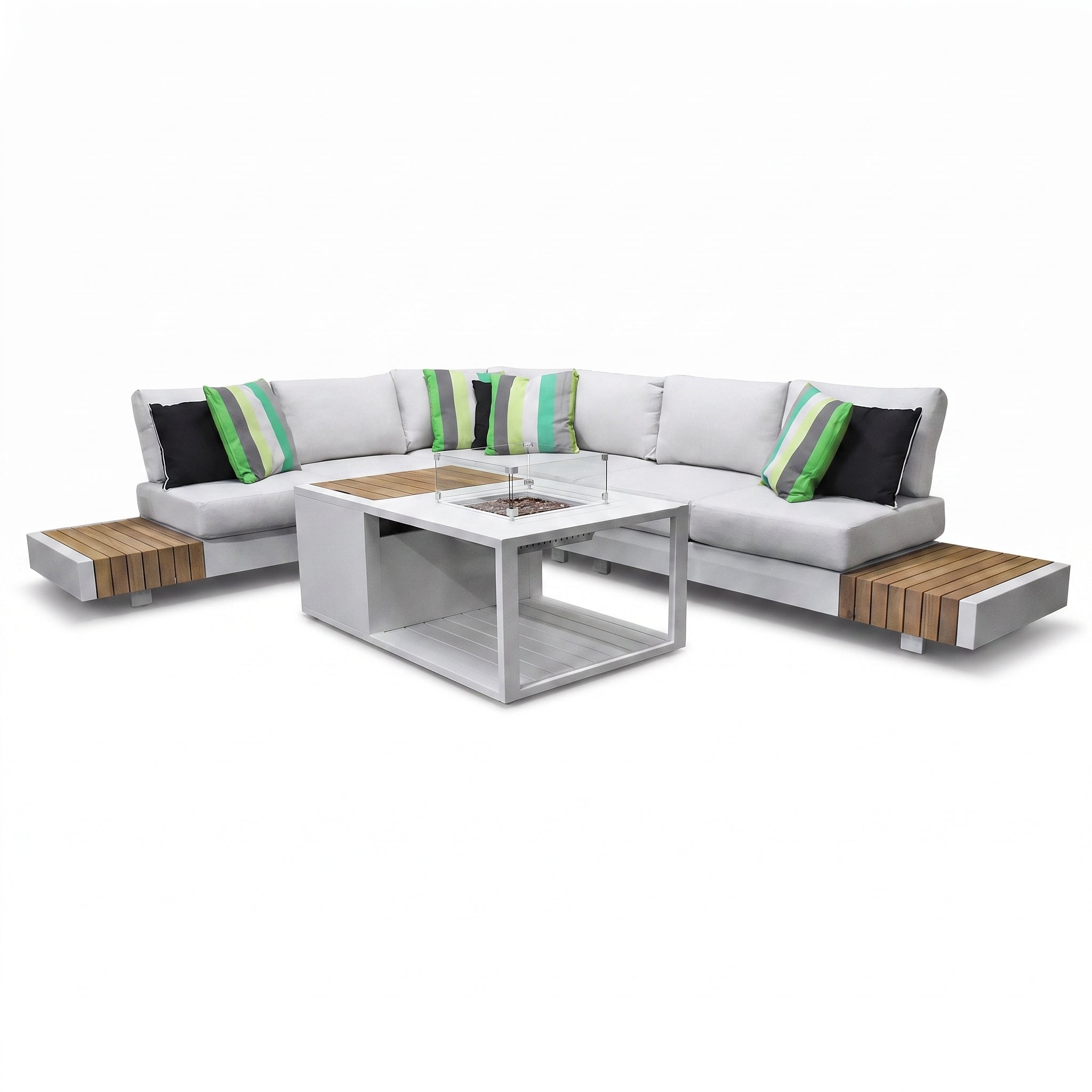 Athene Hoek Loungeset - White / Ja / Links in een sfeervolle tuin - Outnest tuinmeubelen