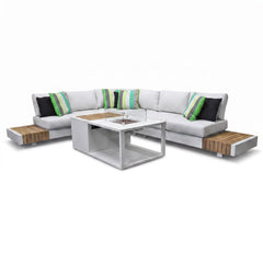 Athene Hoek Loungeset - White / Ja / Links in een sfeervolle tuin - Outnest tuinmeubelen