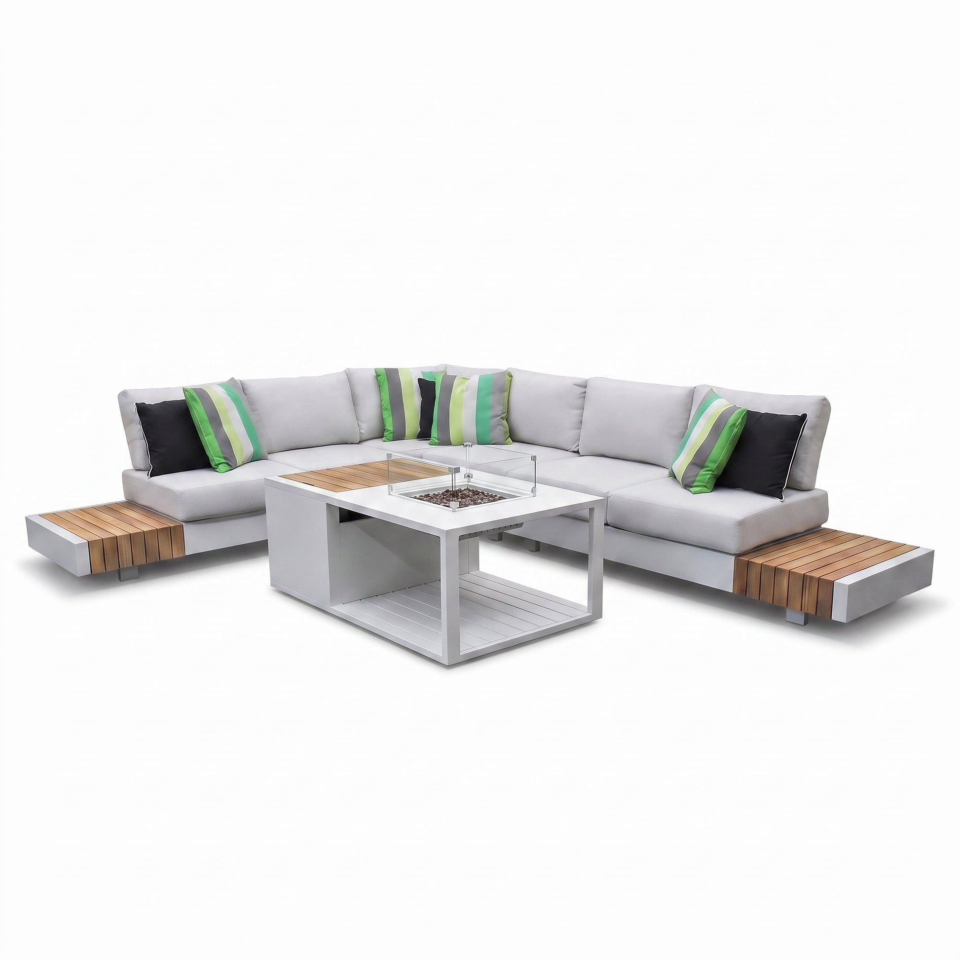 Athene Hoek Loungeset - White / Ja / Links in een sfeervolle tuin - Outnest tuinmeubelen