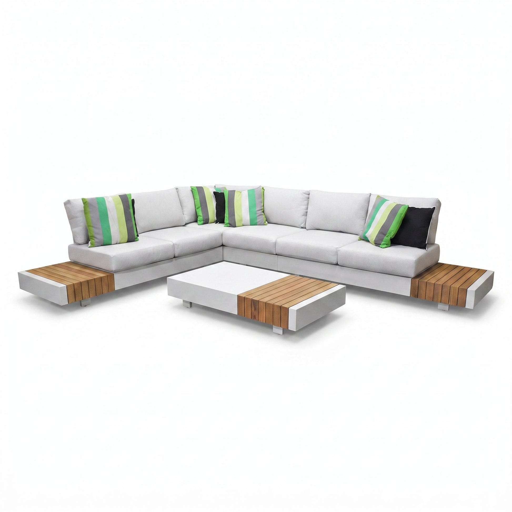 Athene Hoek Loungeset - White / Links in een sfeervolle tuin - Outnest tuinmeubelen
