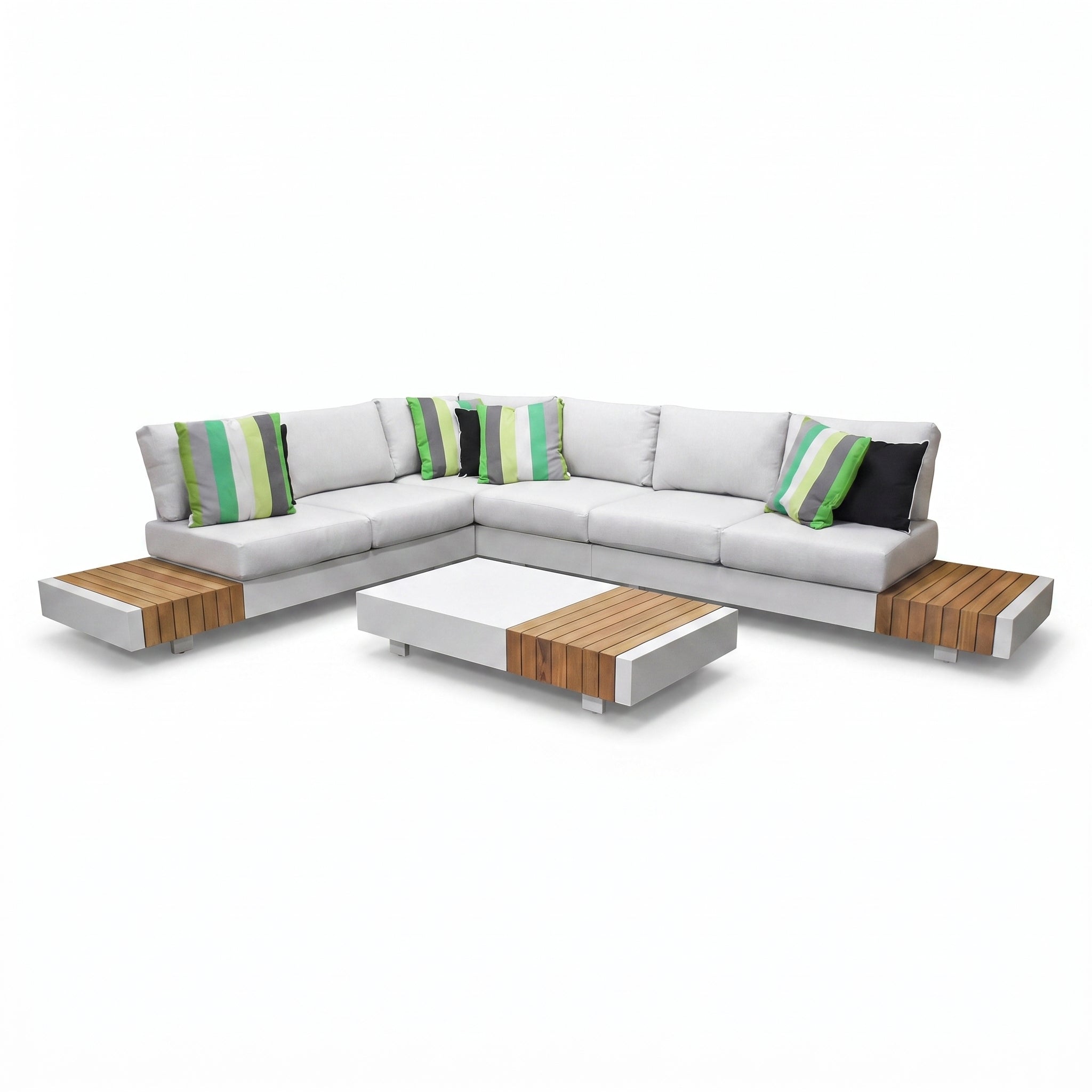 Athene Hoek Loungeset - White / Links in een sfeervolle tuin - Outnest tuinmeubelen
