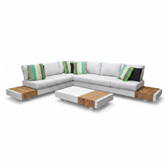 Athene Hoek Loungeset - White / Links in een sfeervolle tuin - Outnest tuinmeubelen