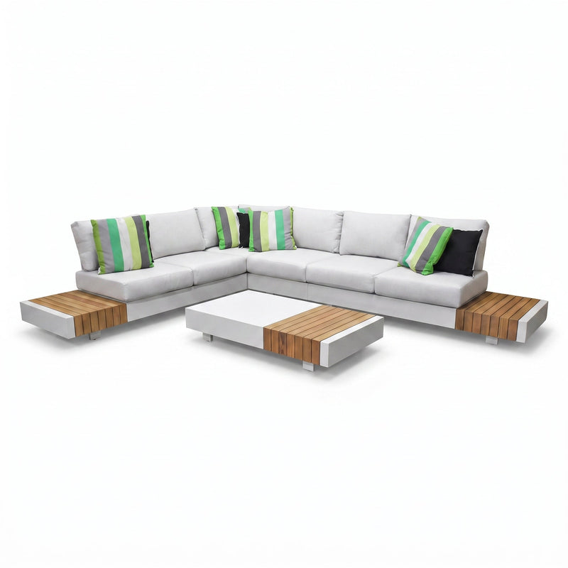 Athene Hoek Loungeset - White / Links in een sfeervolle tuin - Outnest tuinmeubelen
