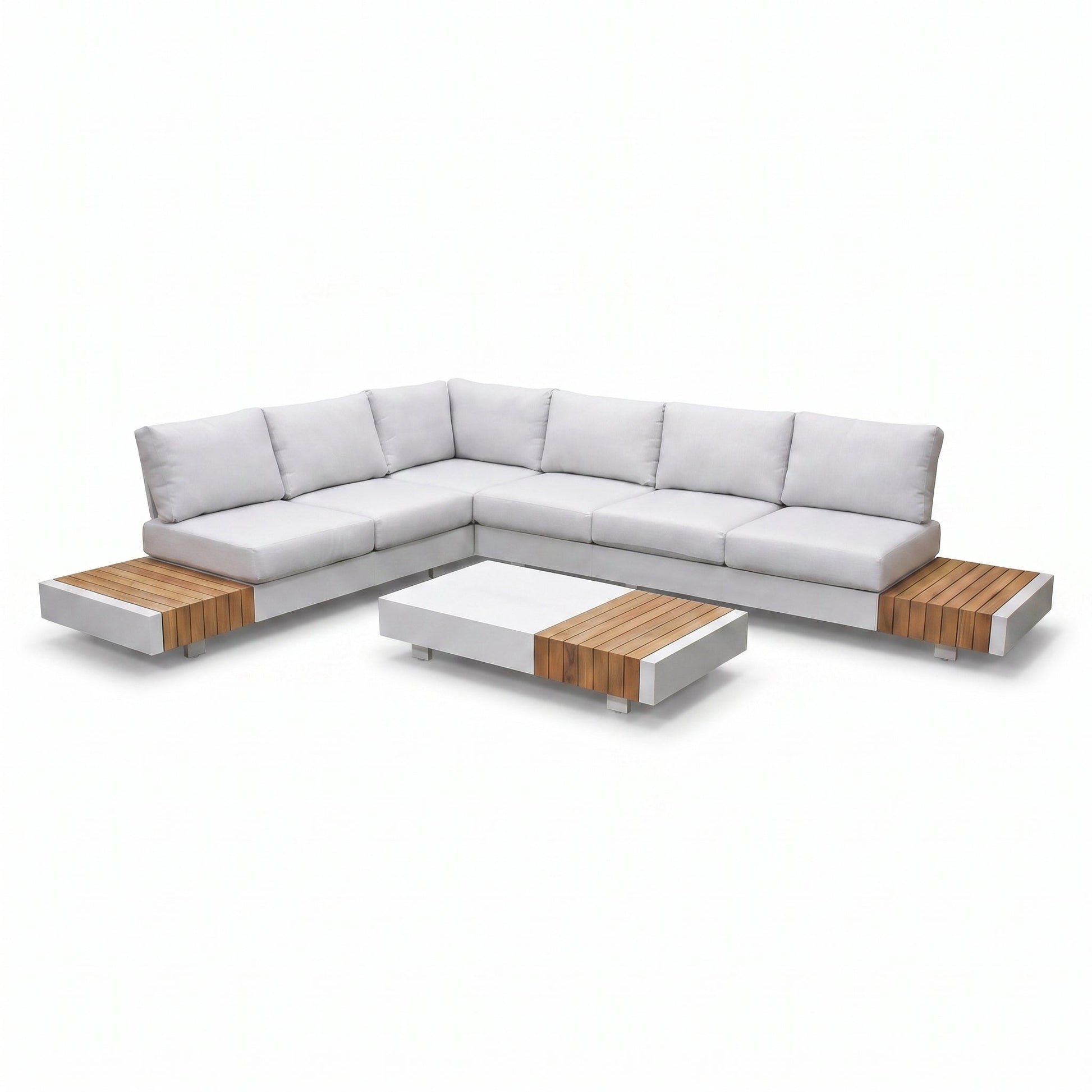 Athene Hoek Loungeset - White / Links in een sfeervolle tuin - Outnest tuinmeubelen