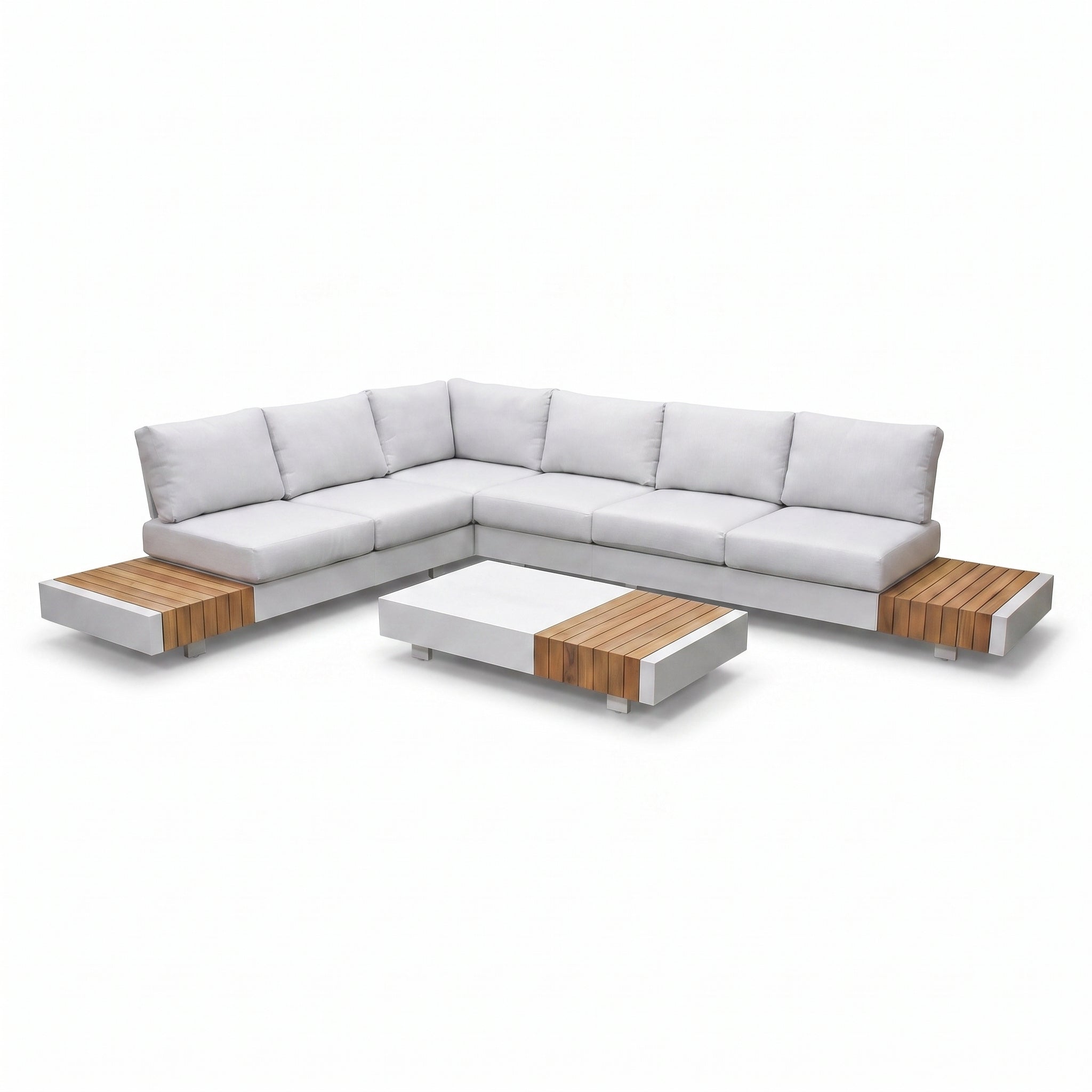 Athene Hoek Loungeset - White / Links in een sfeervolle tuin - Outnest tuinmeubelen