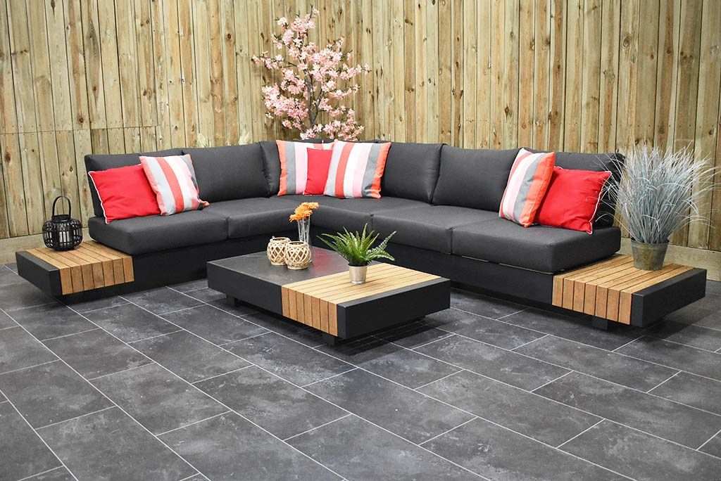 Athene Hoek Loungeset - Black / Rechts