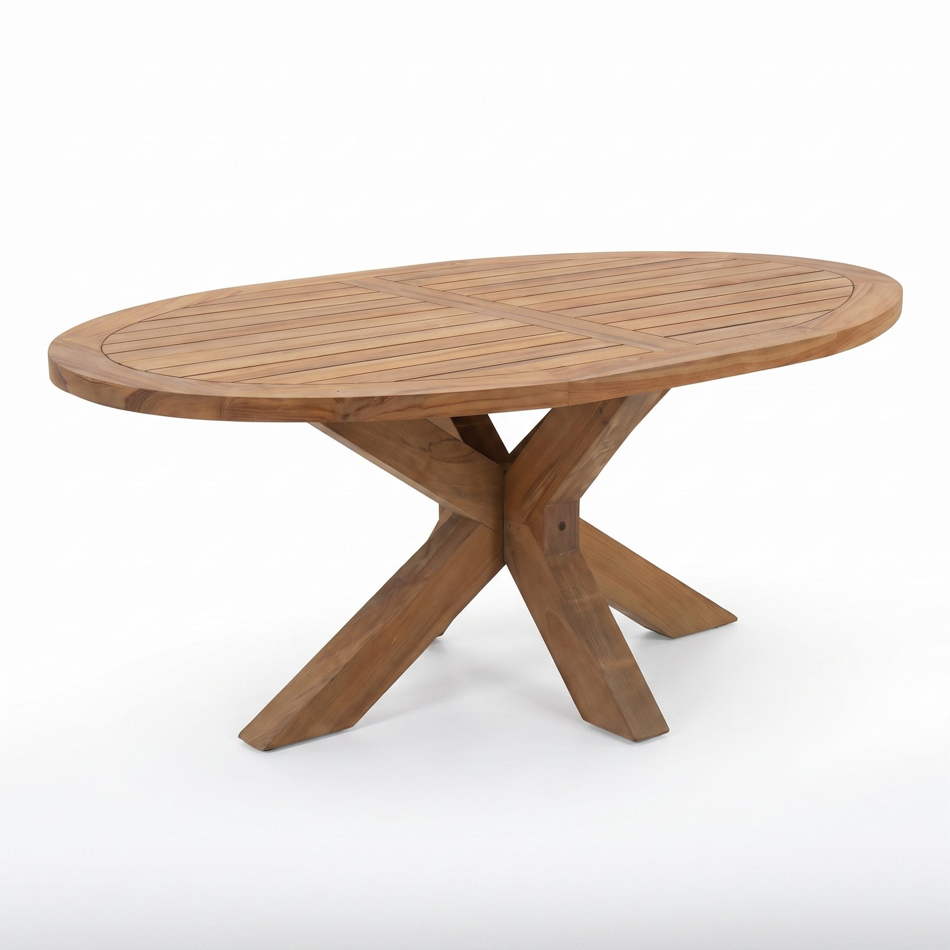 Balok ovale tuintafel 200 cm teak natural - studio shot - Outnest tuinmeubelen