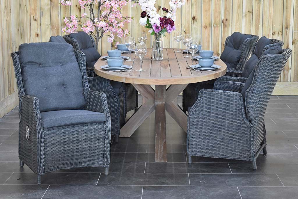 Balok Darwin tuinset 6 personen teak Rock Grey - afbeelding 6 - Outnest