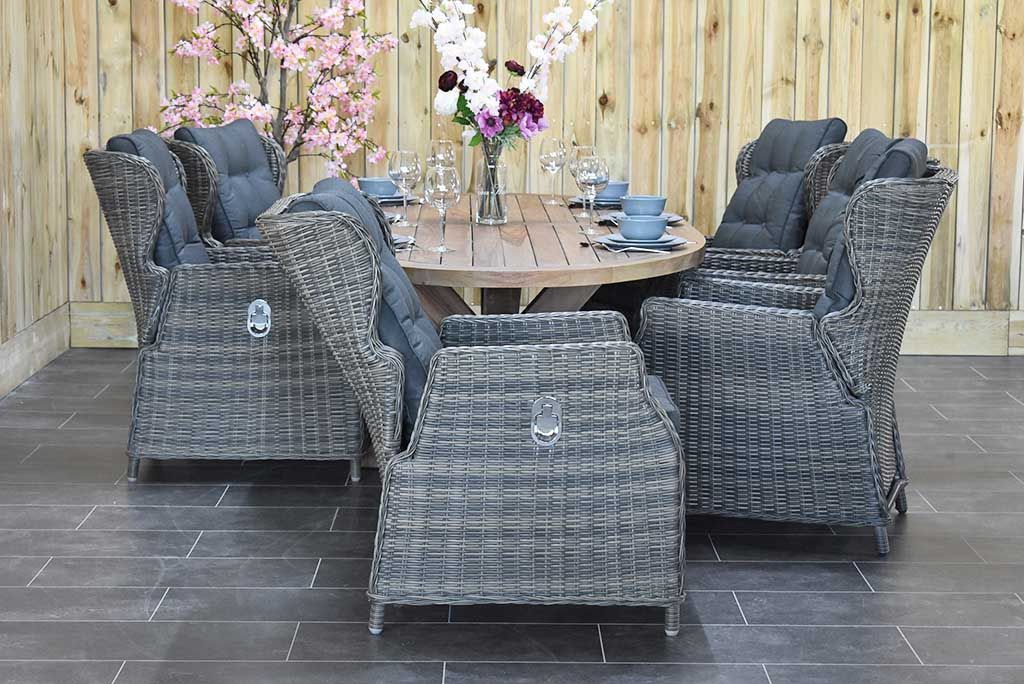 Balok Barcelona tuinset 6 personen teak Kobo Grey - afbeelding 7 - Outnest