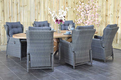 Balok Barcelona tuinset 6 personen teak Rock Grey - vooraanzicht - Outnest