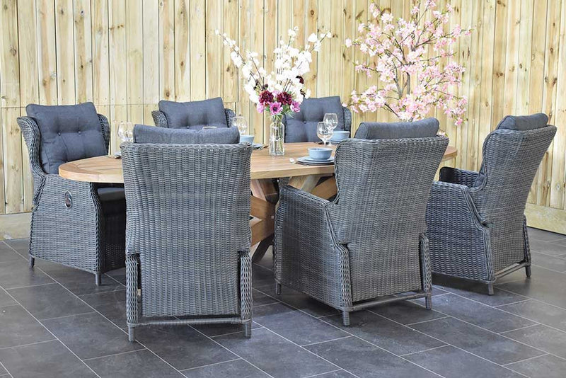 Balok Barcelona tuinset 6 personen teak Rock Grey - vooraanzicht - Outnest