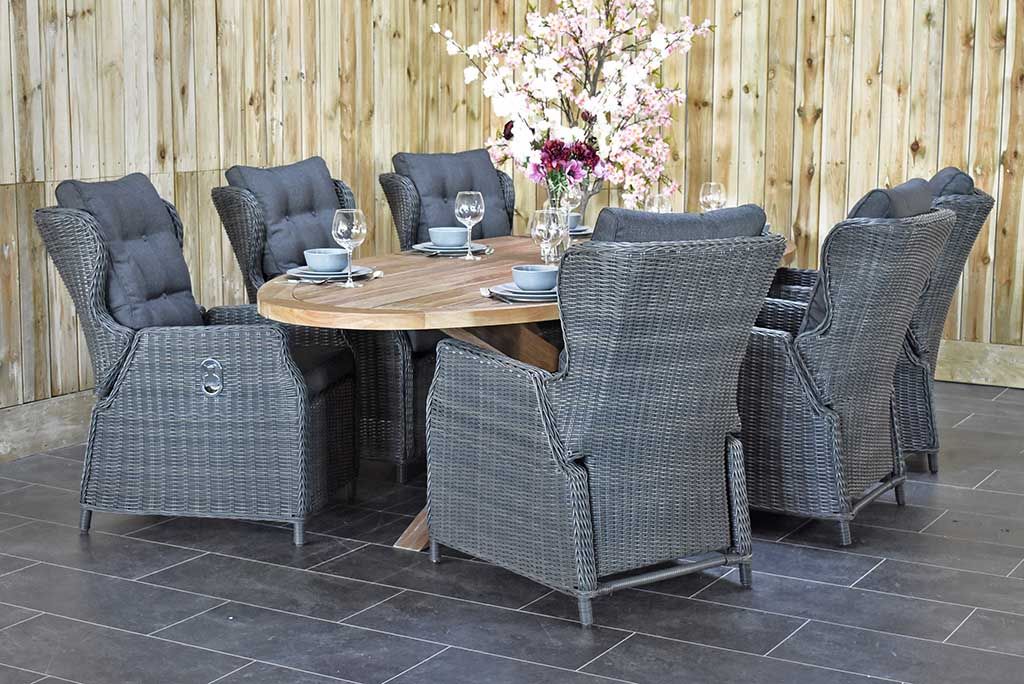 Balok Barcelona tuinset 6 personen teak Rock Grey - afbeelding 4 - Outnest
