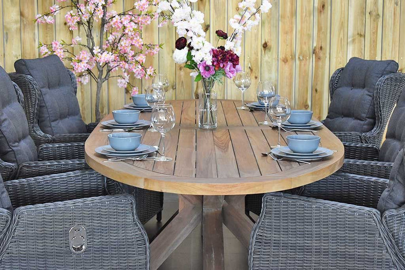 Balok Barcelona tuinset 6 personen teak Rock Grey - afbeelding 5 - Outnest